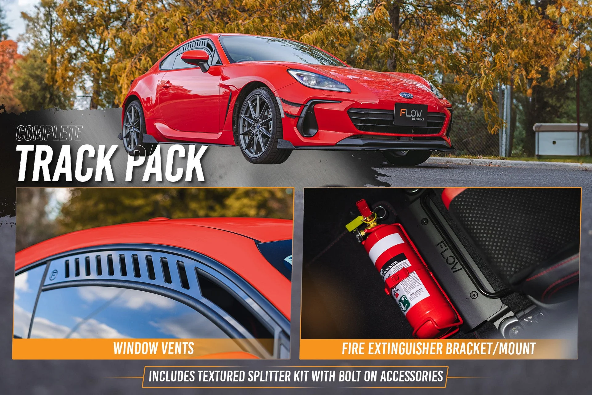 Flow Designs Subaru ZD8 BRZ 22+ & Toyota ZN8 GR86 22+ Full Lip Splitter Set [Textured Matte Black] - Image 13