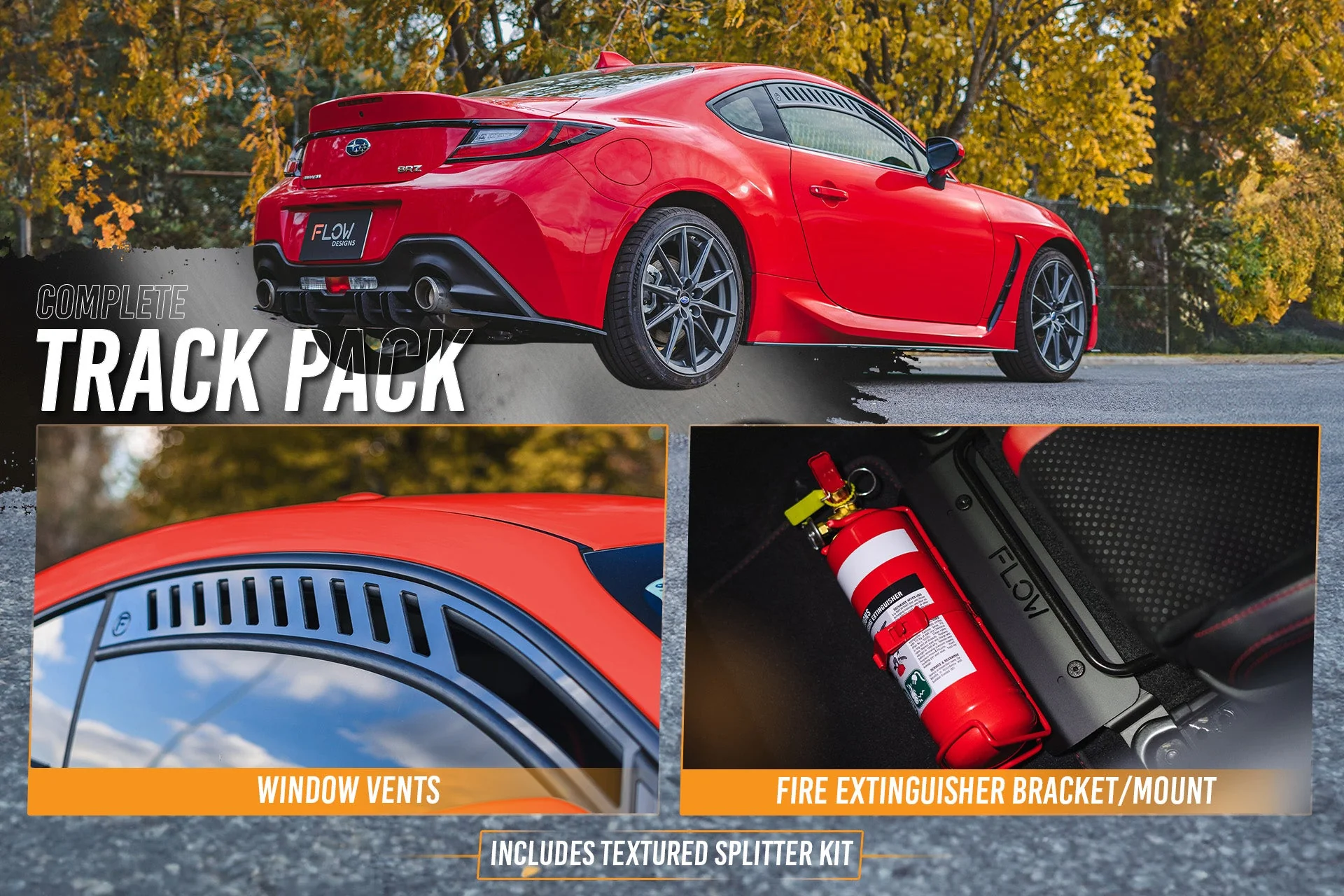 Flow Designs Subaru ZD8 BRZ 22+ & Toyota ZN8 GR86 22+ Full Lip Splitter Set [Textured Matte Black] - Image 6