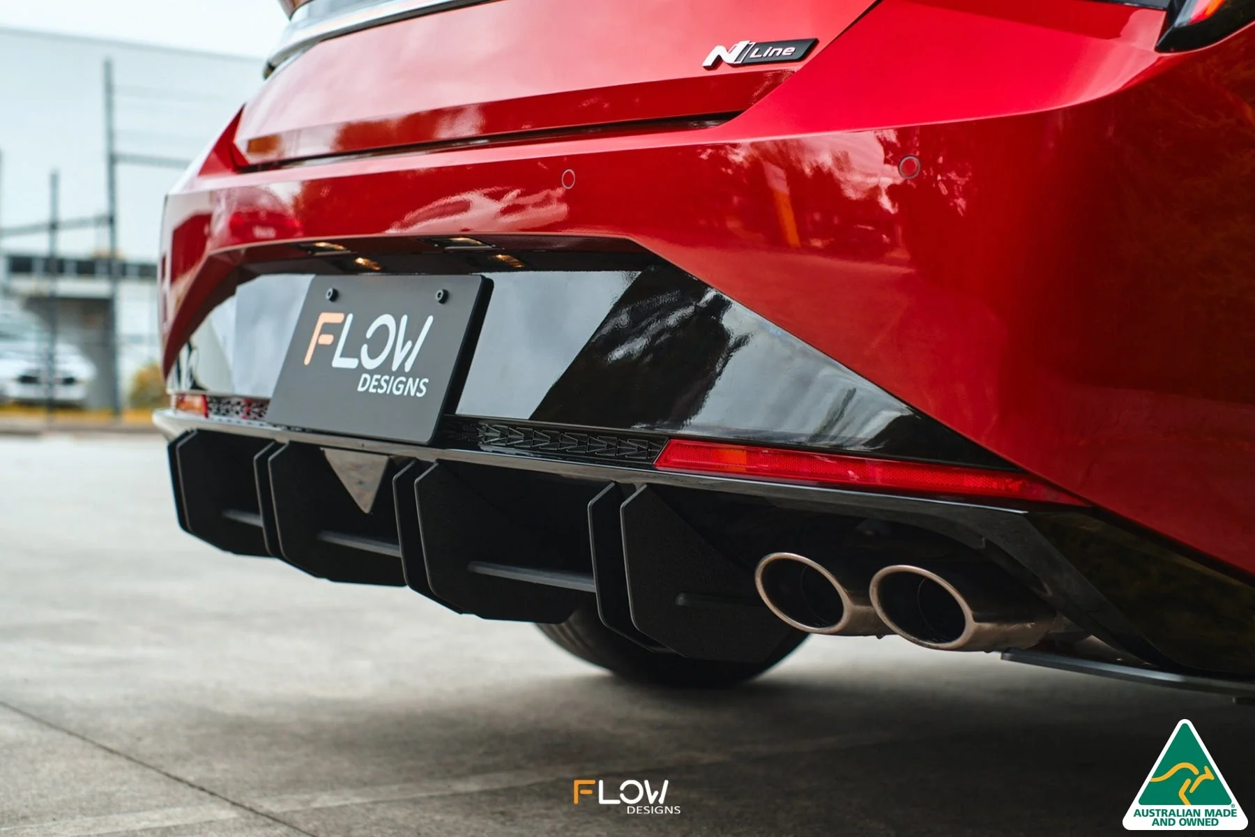 Flow Designs CN7 i30 N Line Sedan (2020-2022) Flow-Lock Rear Diffuser [GLOSS BLACK] - Image 7