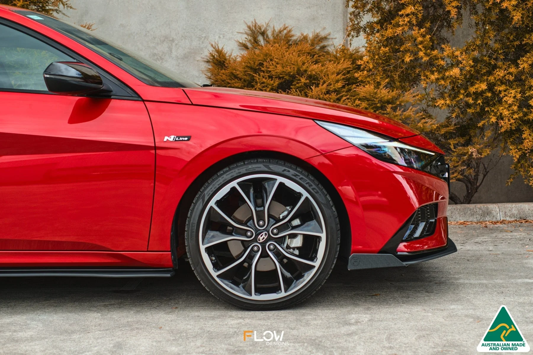Flow Designs CN7 i30 N Line Sedan (2020-2022) Front Lip Splitter & Mounting Brace [GLOSS BLACK] - Image 6