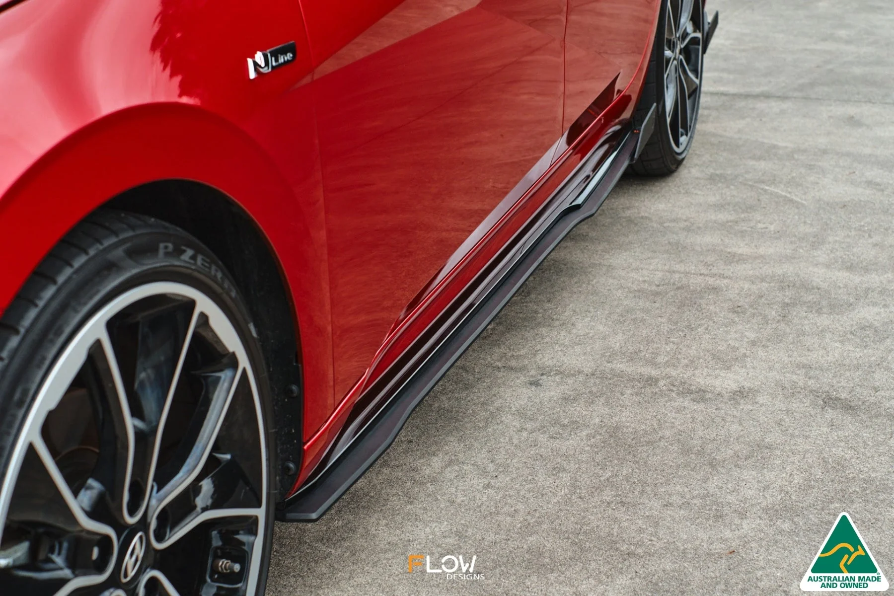 Flow Designs CN7 i30 N Line Sedan (2020) Side Skirt Splitters [GLOSS BLACK] - Pair - Image 4
