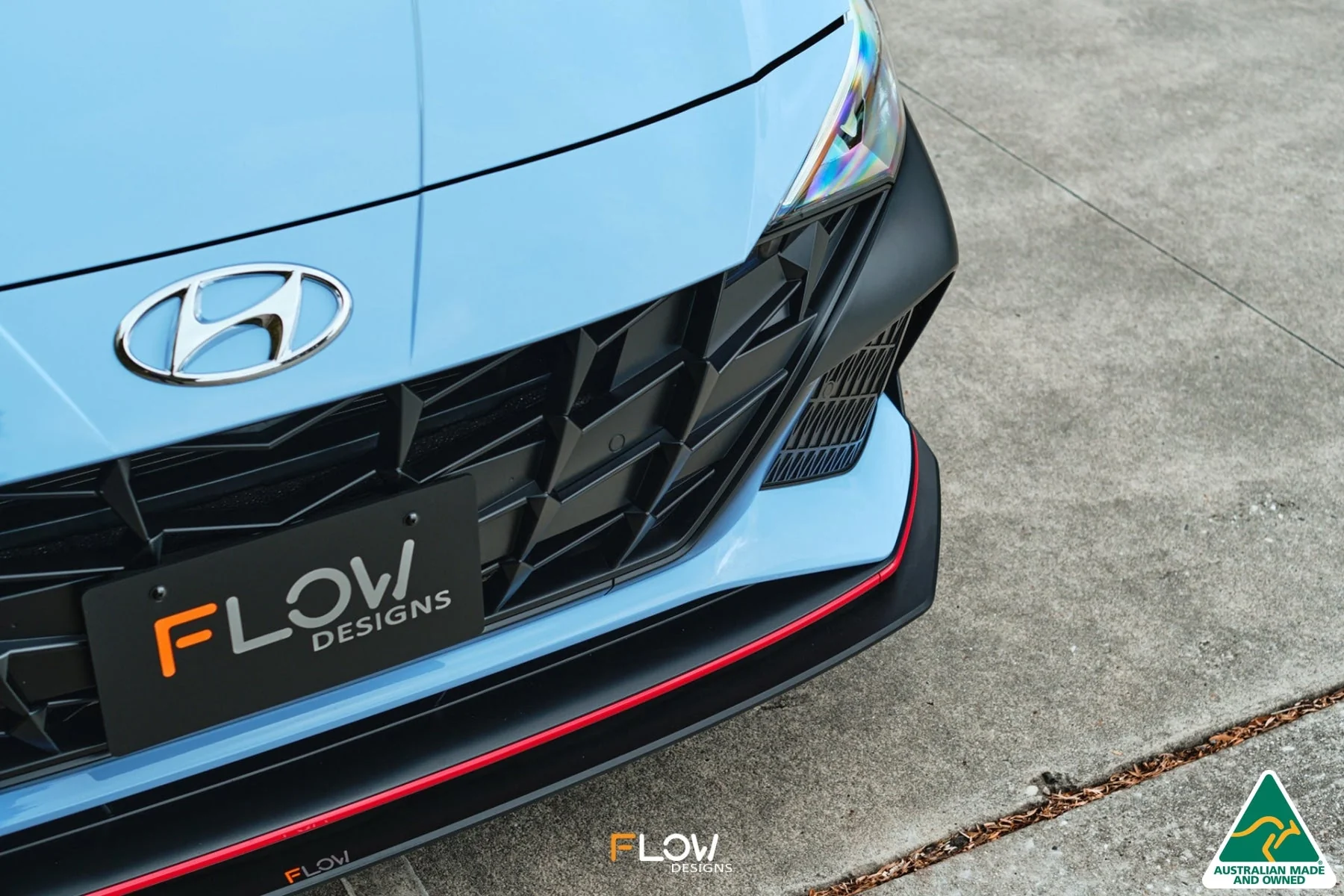 Flow Designs CN7 i30N Sedan (2021-2023) Front Lip Splitter & Mounting Brackets [GLOSS BLACK] - Pair - Image 2