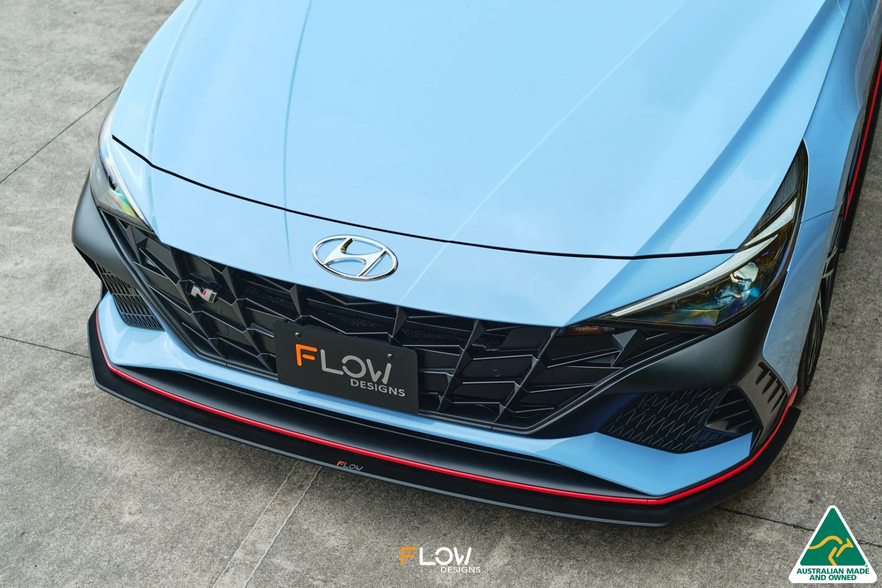 Flow Designs CN7 i30N Sedan (2021-2023) Front Lip Splitter & Mounting Brackets [GLOSS BLACK] - Pair - Image 4