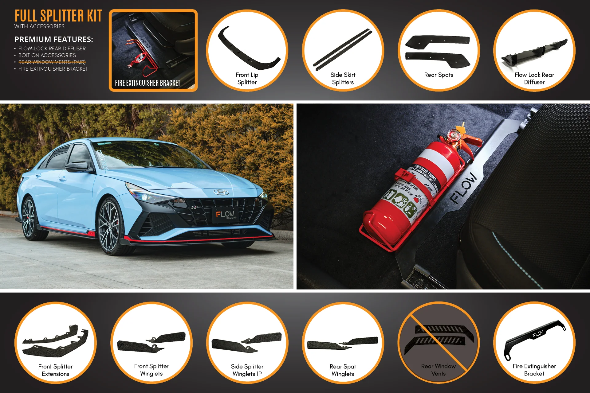 Flow Designs Hyundai CN7 i30N Sedan (2021-2023) Full Lip Splitter Set - Image 8