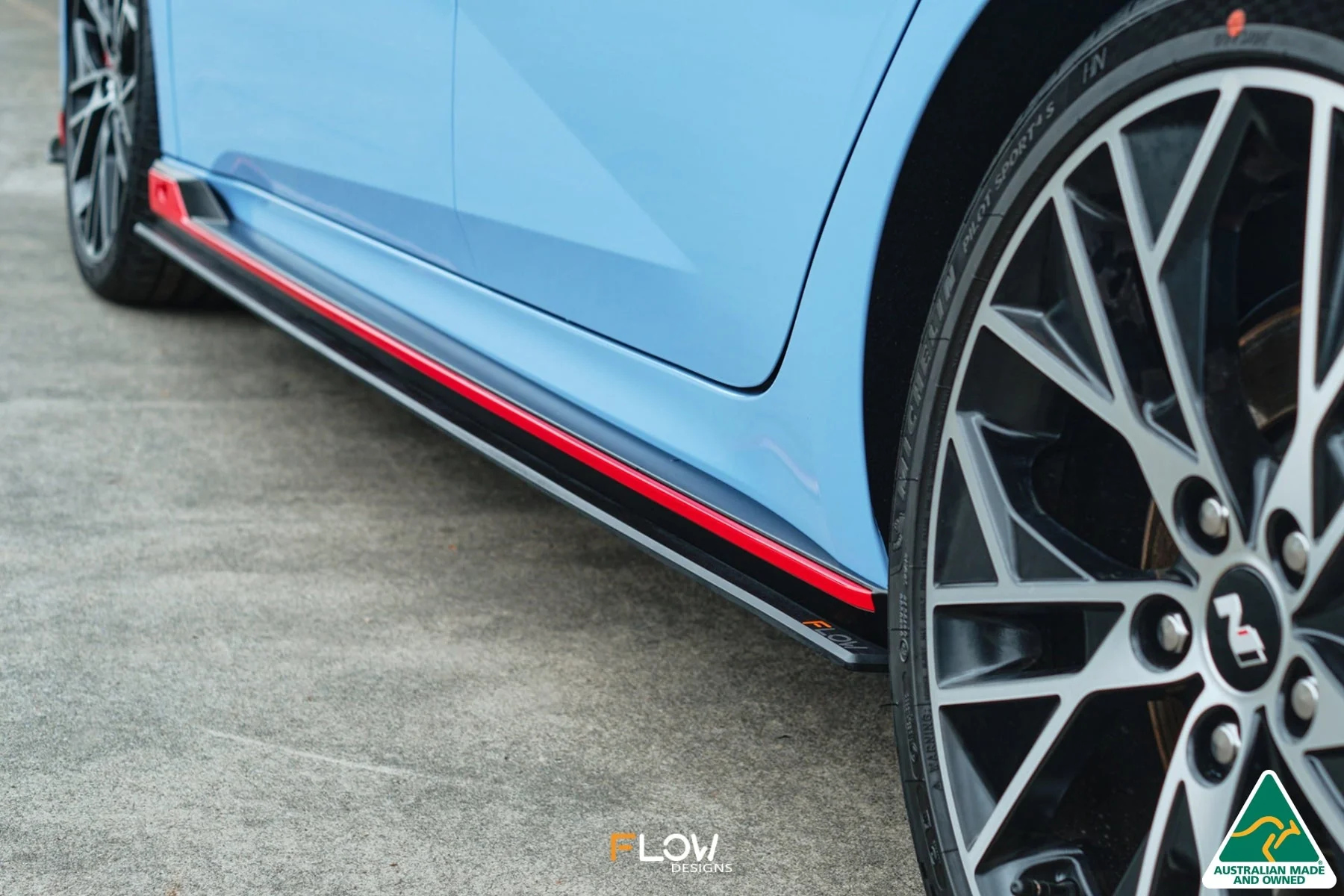 Flow Designs CN7 i30N Sedan (2021-2023) Side Skirt Splitters [GLOSS BLACK] - Pair - Image 2