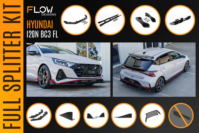 Flow Designs Hyundai i20N BC3 FL - Full Lip Splitter Set - Image 5
