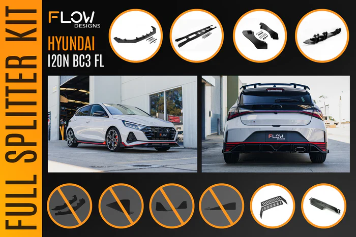 Flow Designs Hyundai i20N BC3 FL - Full Lip Splitter Set - Image 7
