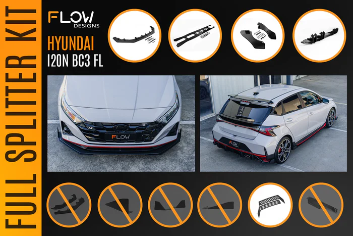 Flow Designs Hyundai i20N BC3 FL - Full Lip Splitter Set - Image 9