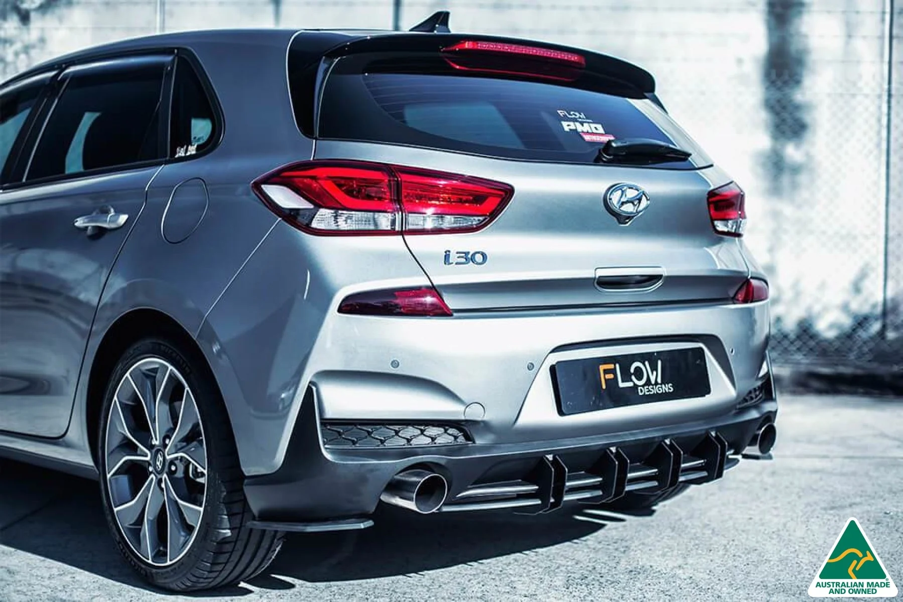 Flow Designs i30 N Line Hatch PD (2018+) Flow-Lock Rear Diffuser [GLOSS BLACK] - Image 2