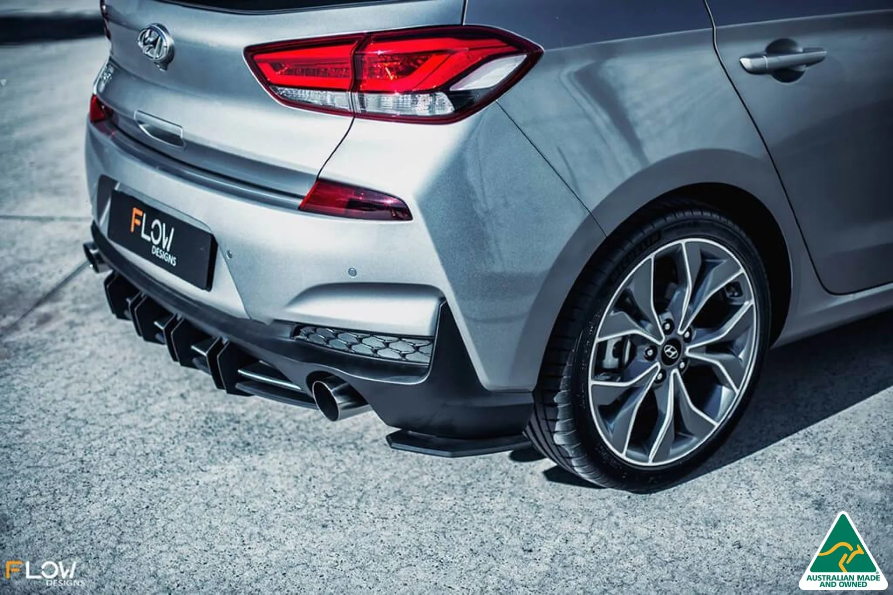Flow Designs i30 N Line Hatch PD (2018+) Flow-Lock Rear Diffuser [GLOSS BLACK] - Image 4