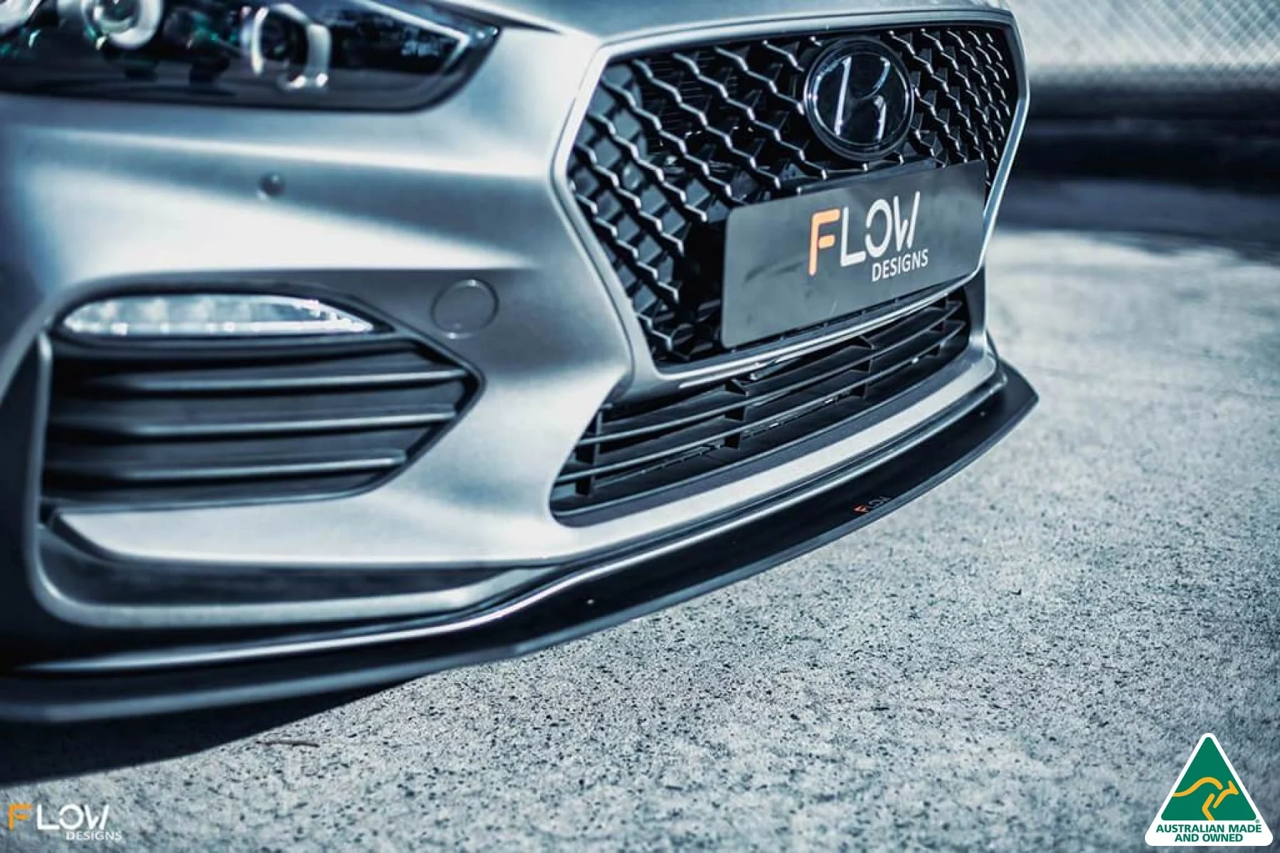 Flow Designs i30 N Line Hatch PD (2018+) Front Lip Splitter [GLOSS BLACK] - Image 7