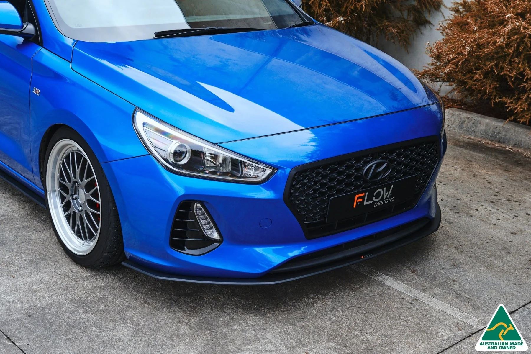 Flow Designs i30 SR Hatch (2017-2018) Front Lip Splitter & Mounting Brace [GLOSS BLACK] - Image 2