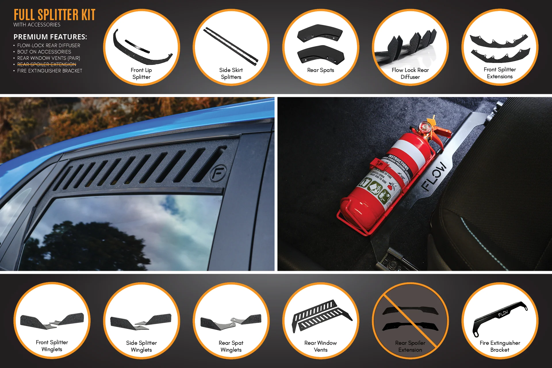 Flow Designs Hyundai i30 SR Hatch (2017-2018) Full Lip Splitter Set - Image 15