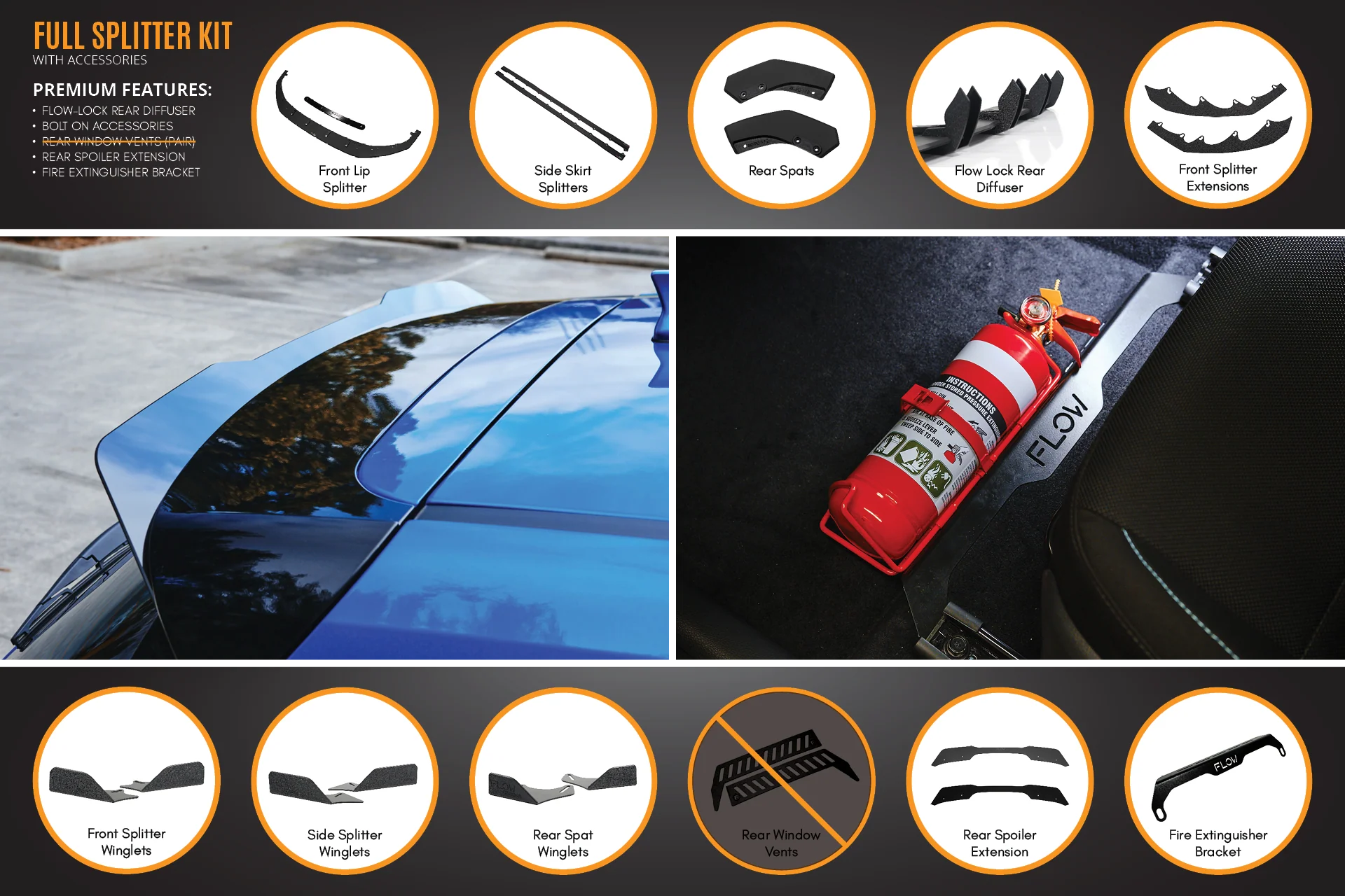 Flow Designs Hyundai i30 SR Hatch (2017-2018) Full Lip Splitter Set - Image 16