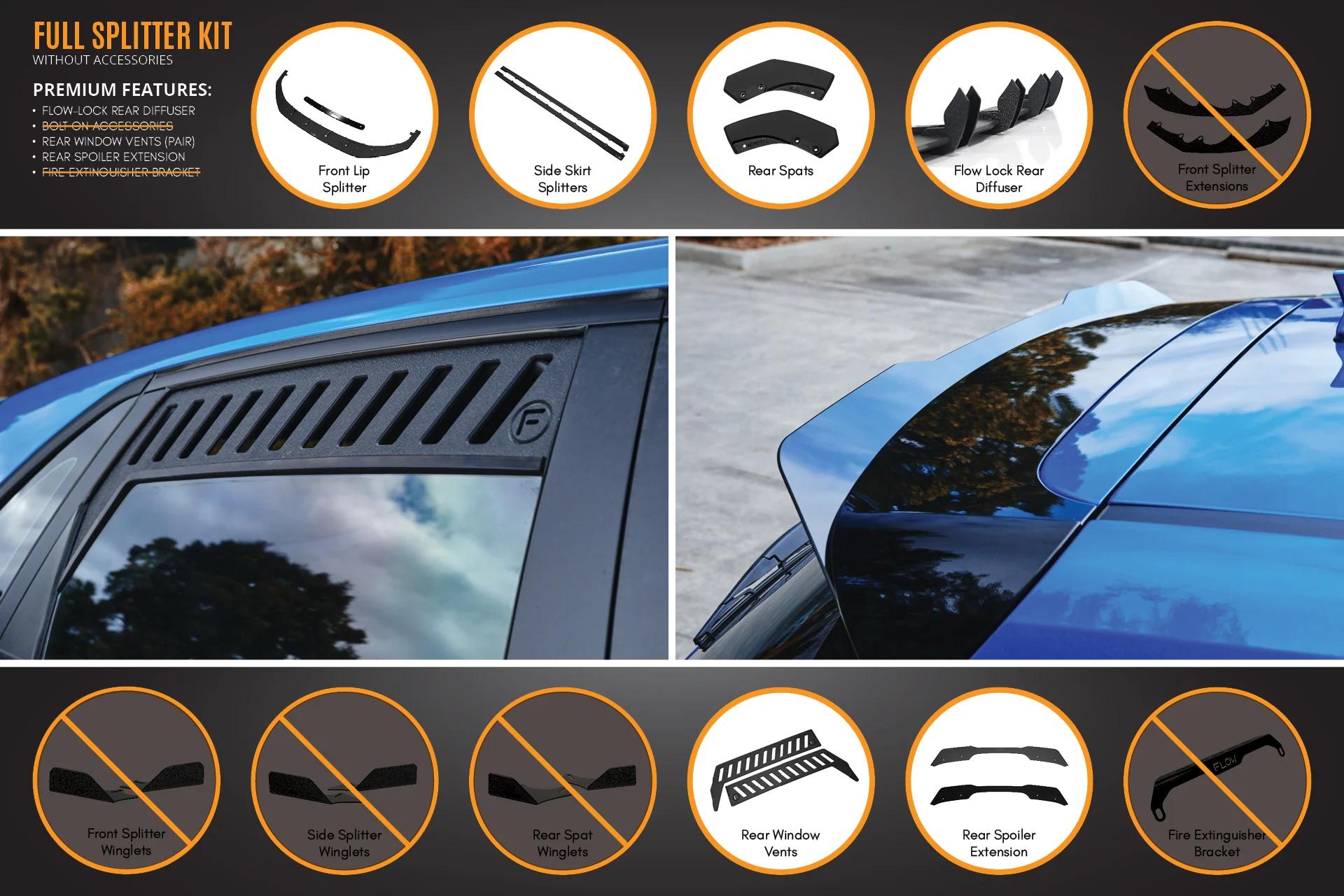 Flow Designs Hyundai i30 SR Hatch (2017-2018) Full Lip Splitter Set - Image 6