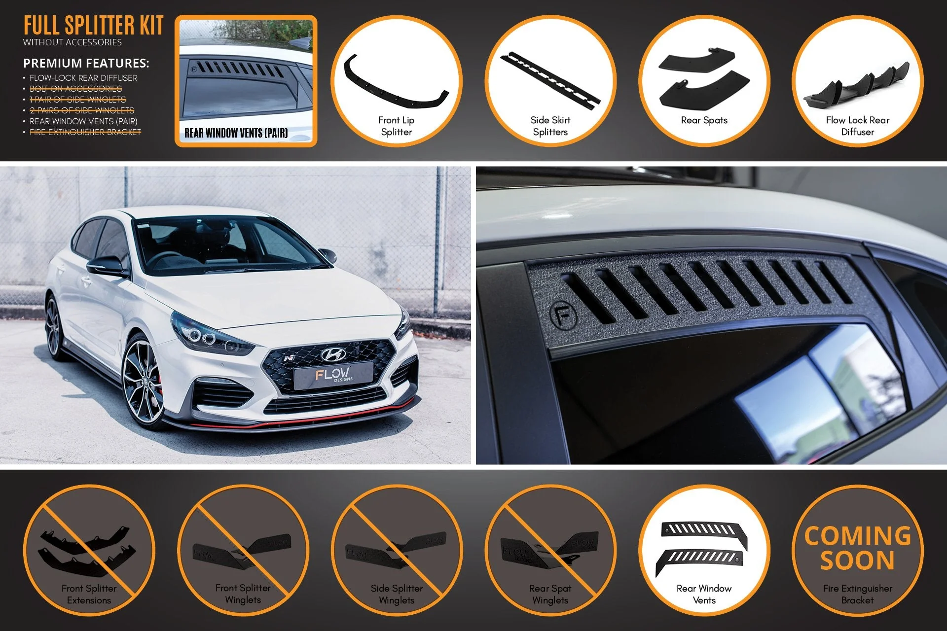 Flow Designs Hyundai i30N Fastback PD Full Lip Splitter Set - Image 3