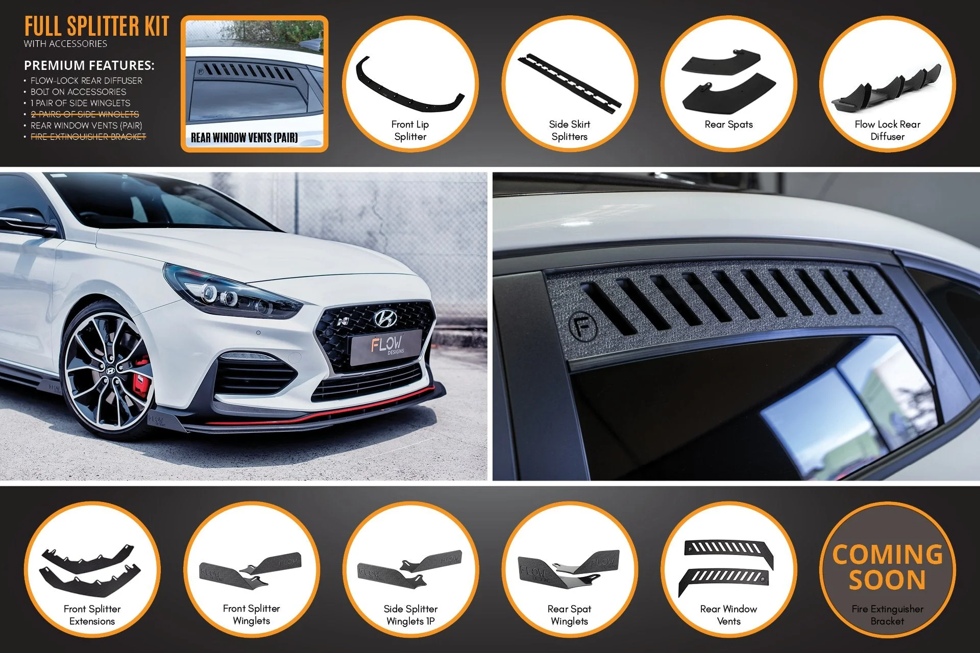 Flow Designs Hyundai i30N Fastback PD Full Lip Splitter Set - Image 5