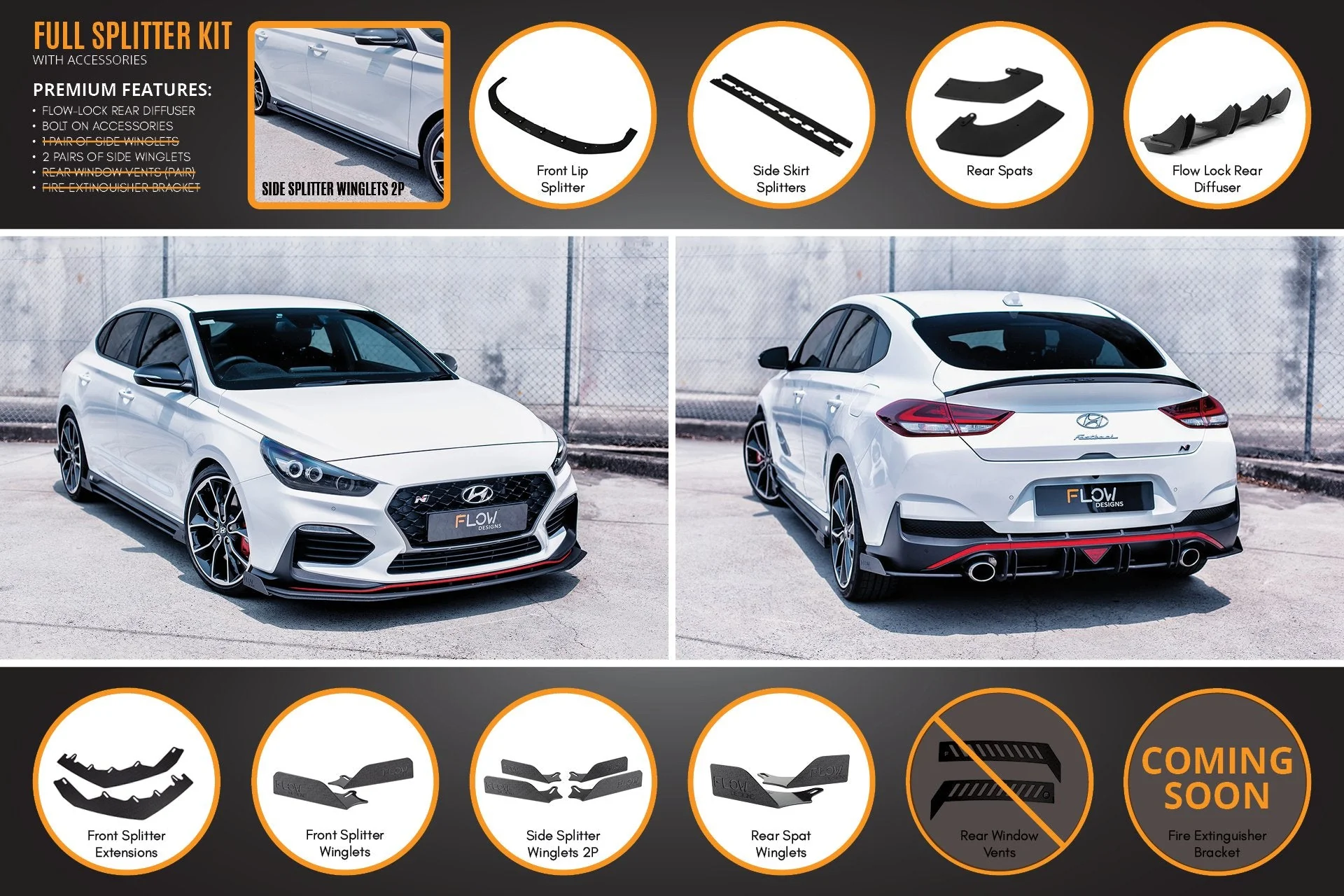 Flow Designs Hyundai i30N Fastback PD Full Lip Splitter Set - Image 6