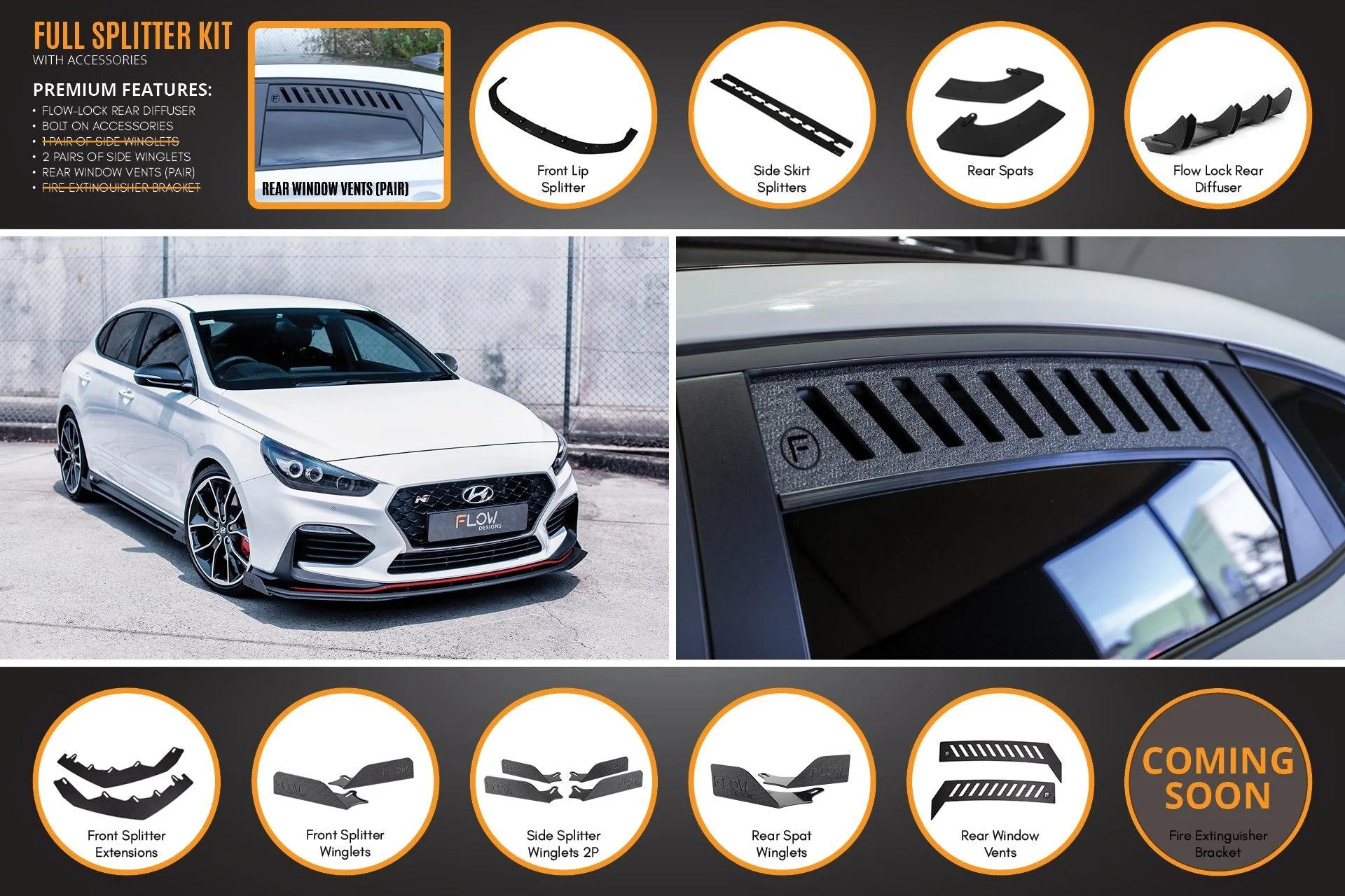 Flow Designs Hyundai i30N Fastback PD Full Lip Splitter Set - Image 7