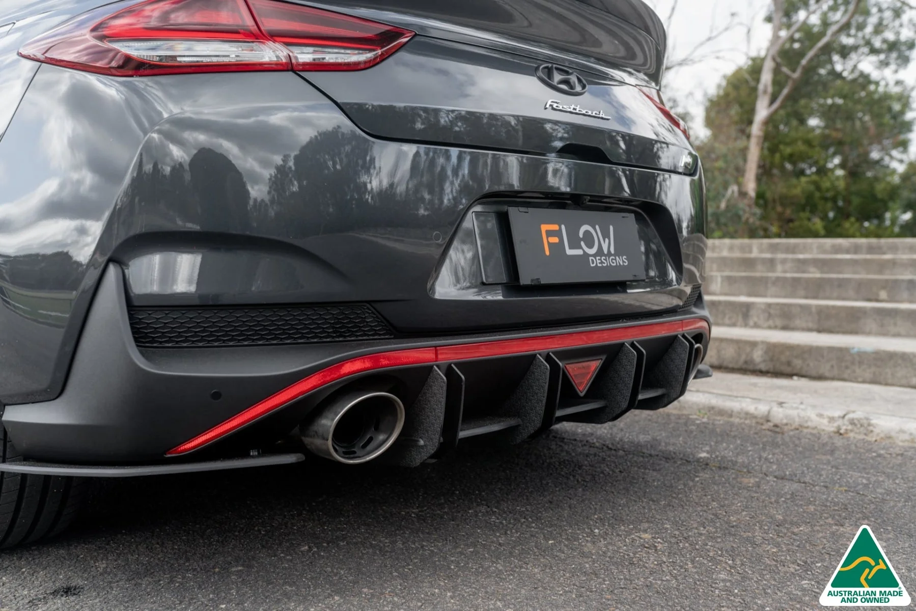 Flow Designs i30N Fastback PD FL (2022+) Flow-Lock Rear Diffuser [GLOSS BLACK] - Image 2