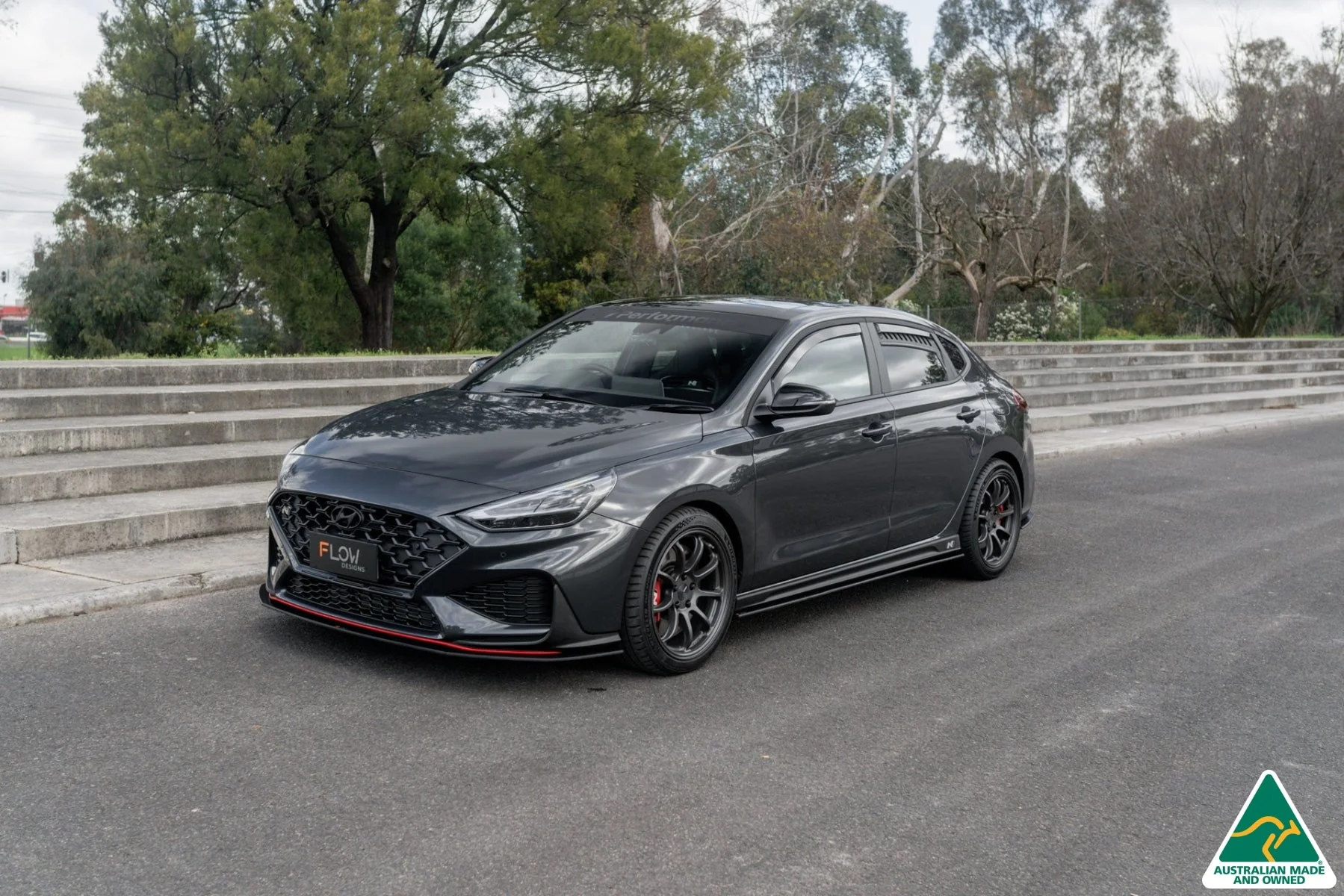 Flow Designs i30N Fastback PD FL (2022+) Front Lip Splitter & Reinforcement Brackets [GLOSS BLACK] - Image 5