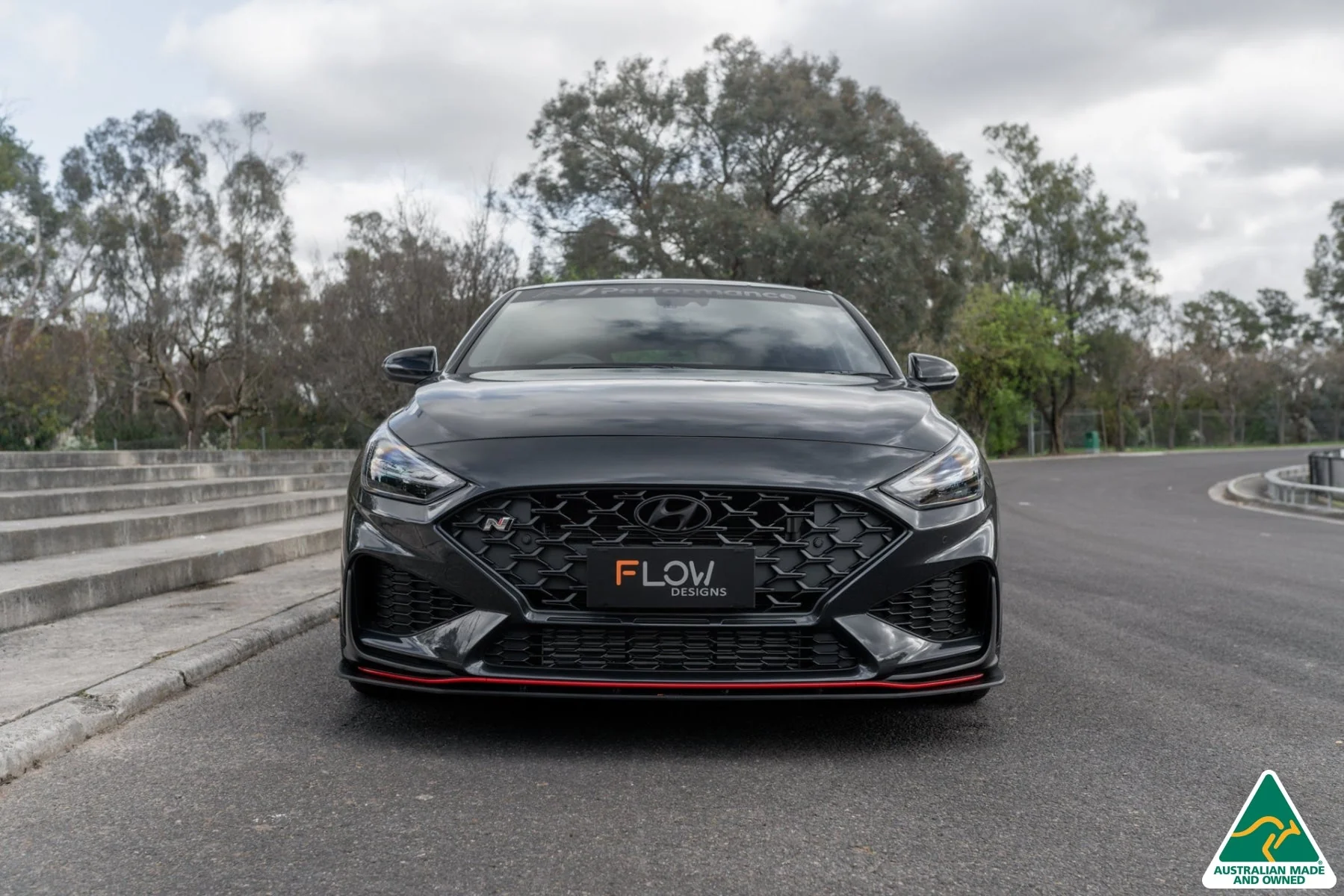 Flow Designs i30N Fastback PD FL (2022+) Front Lip Splitter & Reinforcement Brackets [GLOSS BLACK] - Image 7