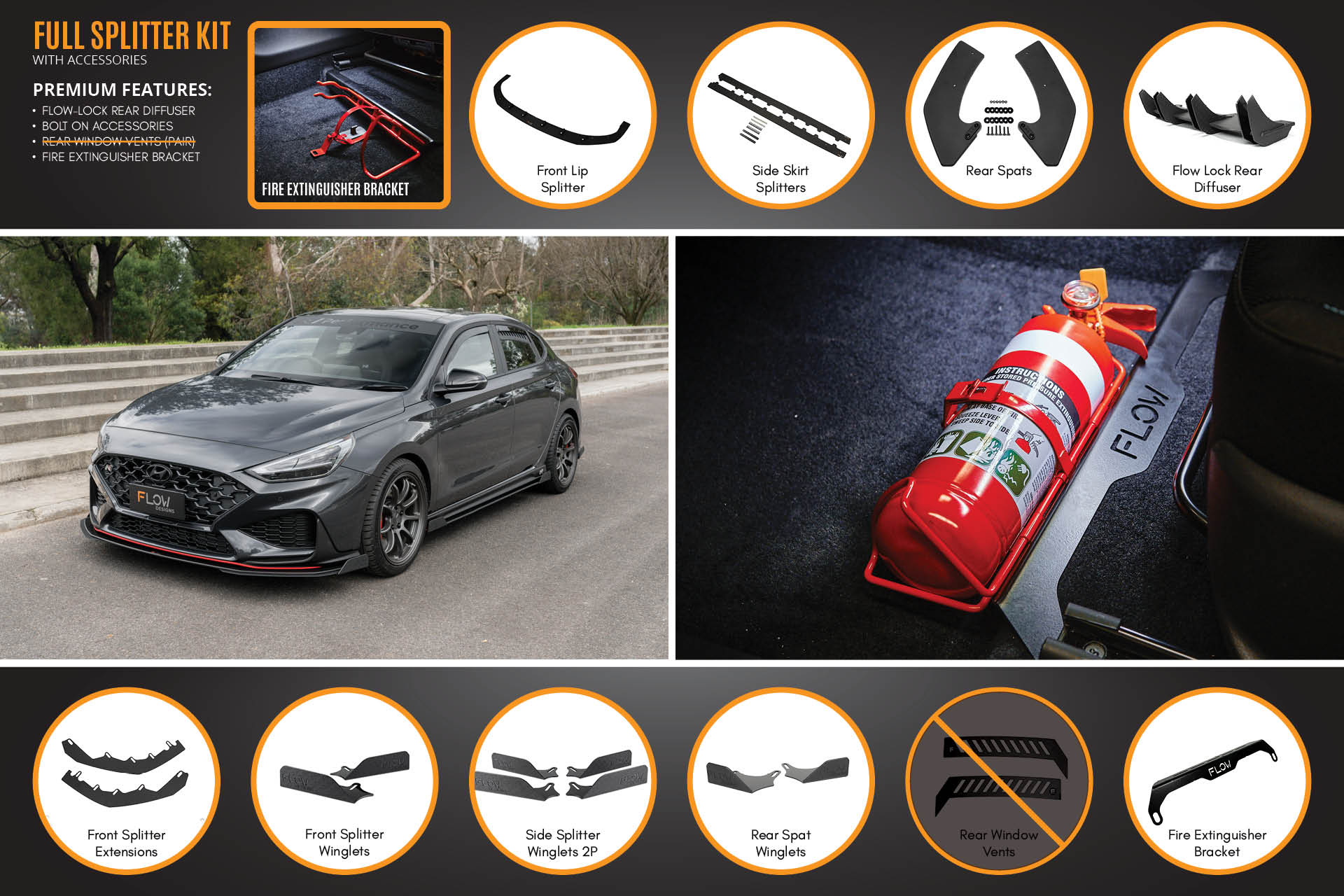 Flow Designs Hyundai i30N Fastback PD FL (2022+) Full Lip Splitter Set - Image 11