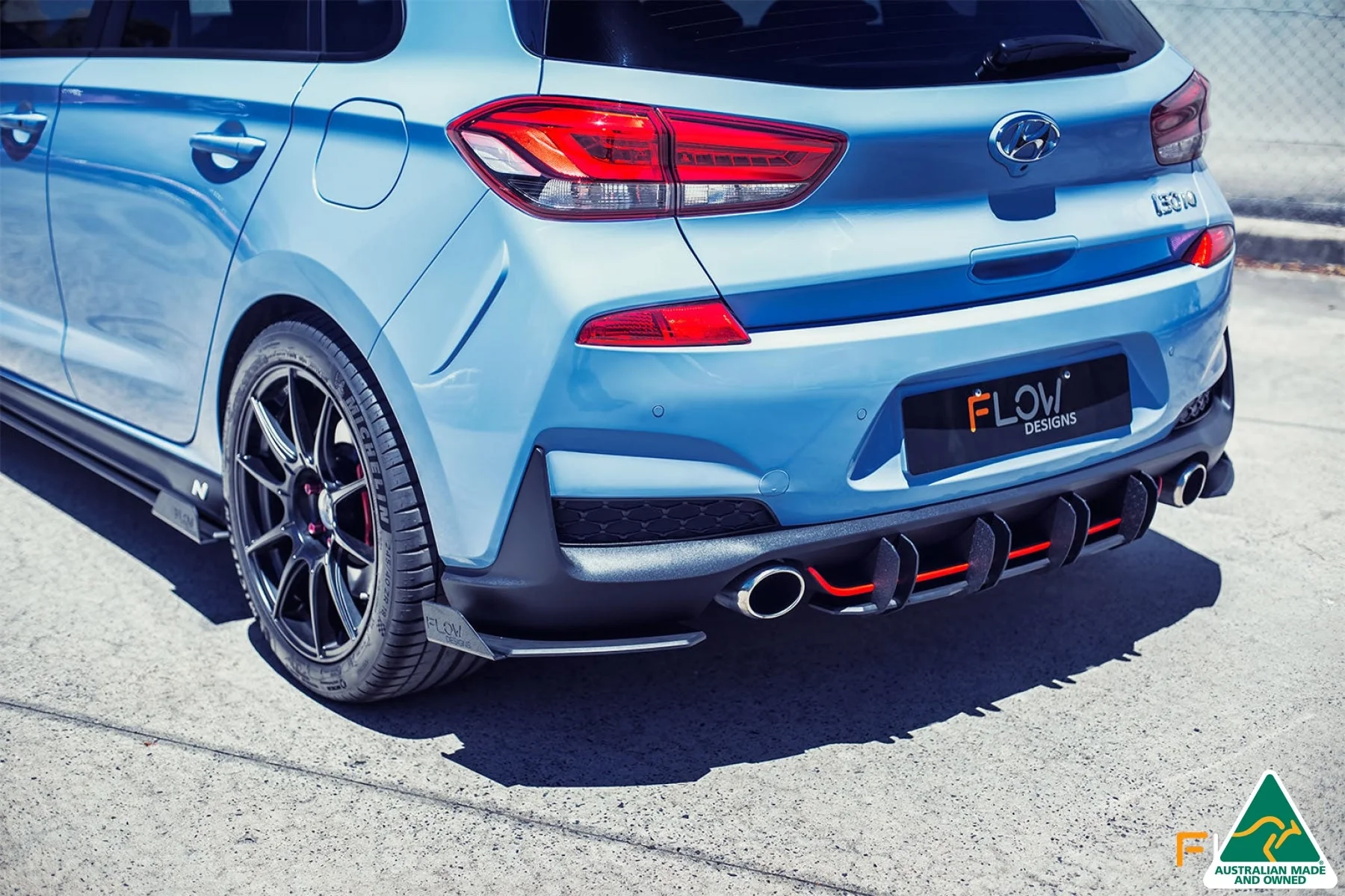 Flow Designs i30N Hatch PD (2018-2020) Flow-Lock Rear Diffuser [GLOSS BLACK] - Image 9