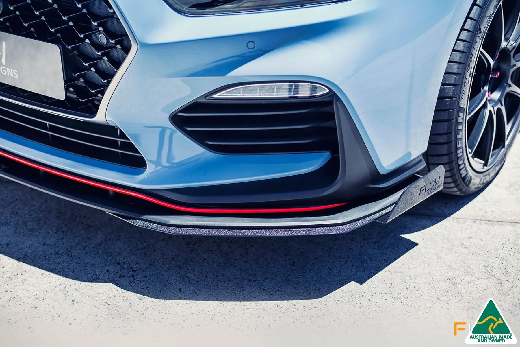 Flow Designs i30N Hatch PD (2018-2020) Front Lip Splitter & Reinforcement Brackets [GLOSS BLACK] - Image 11
