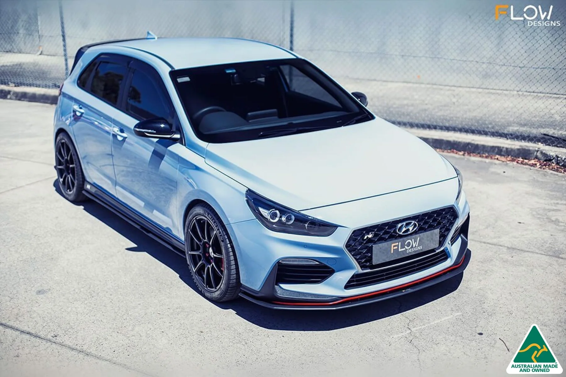 Flow Designs i30N Hatch PD (2018-2020) Front Lip Splitter & Reinforcement Brackets [GLOSS BLACK] - Image 2