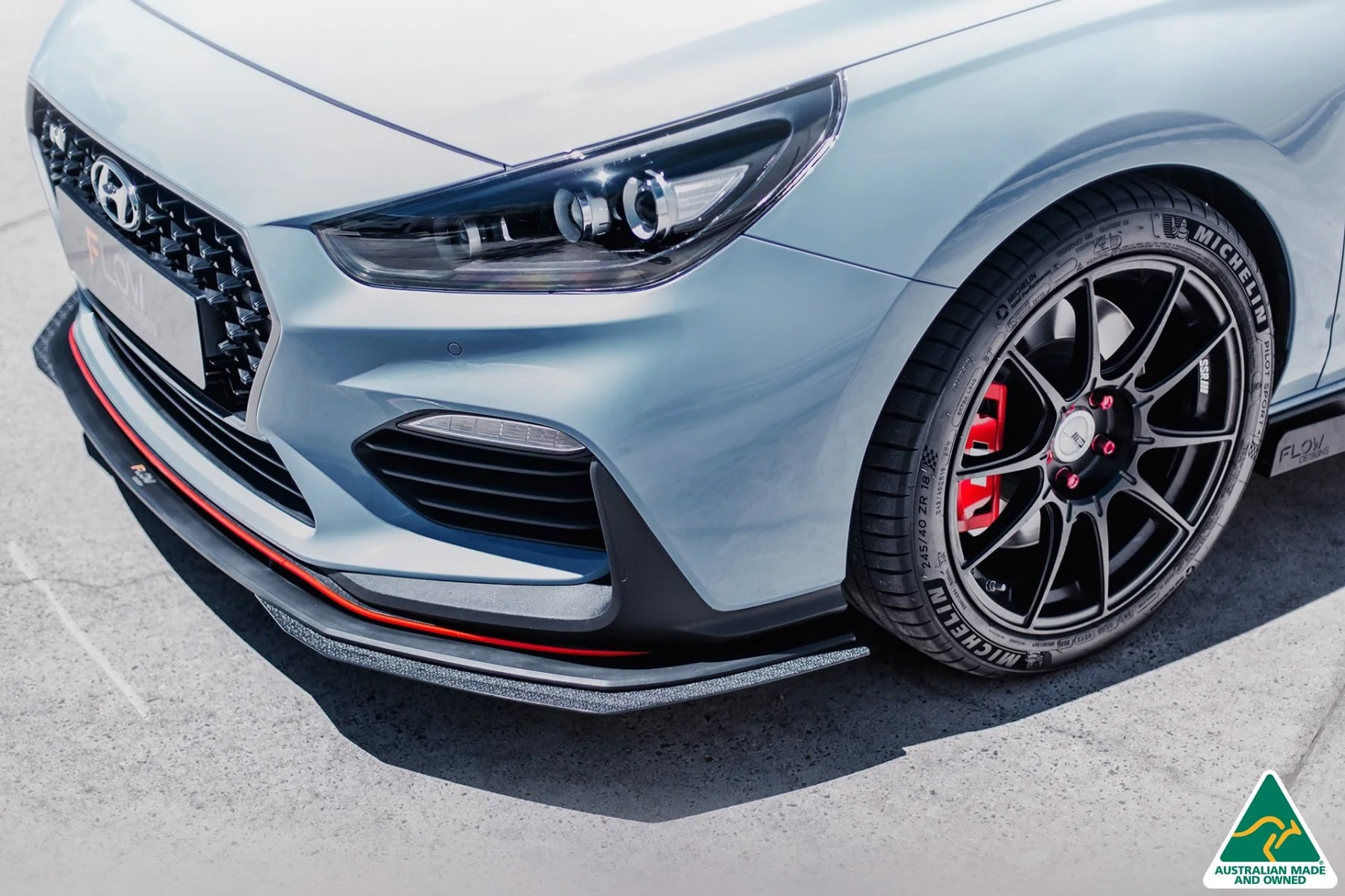 Flow Designs i30N Hatch PD (2018-2020) Front Lip Splitter & Reinforcement Brackets [GLOSS BLACK] - Image 7
