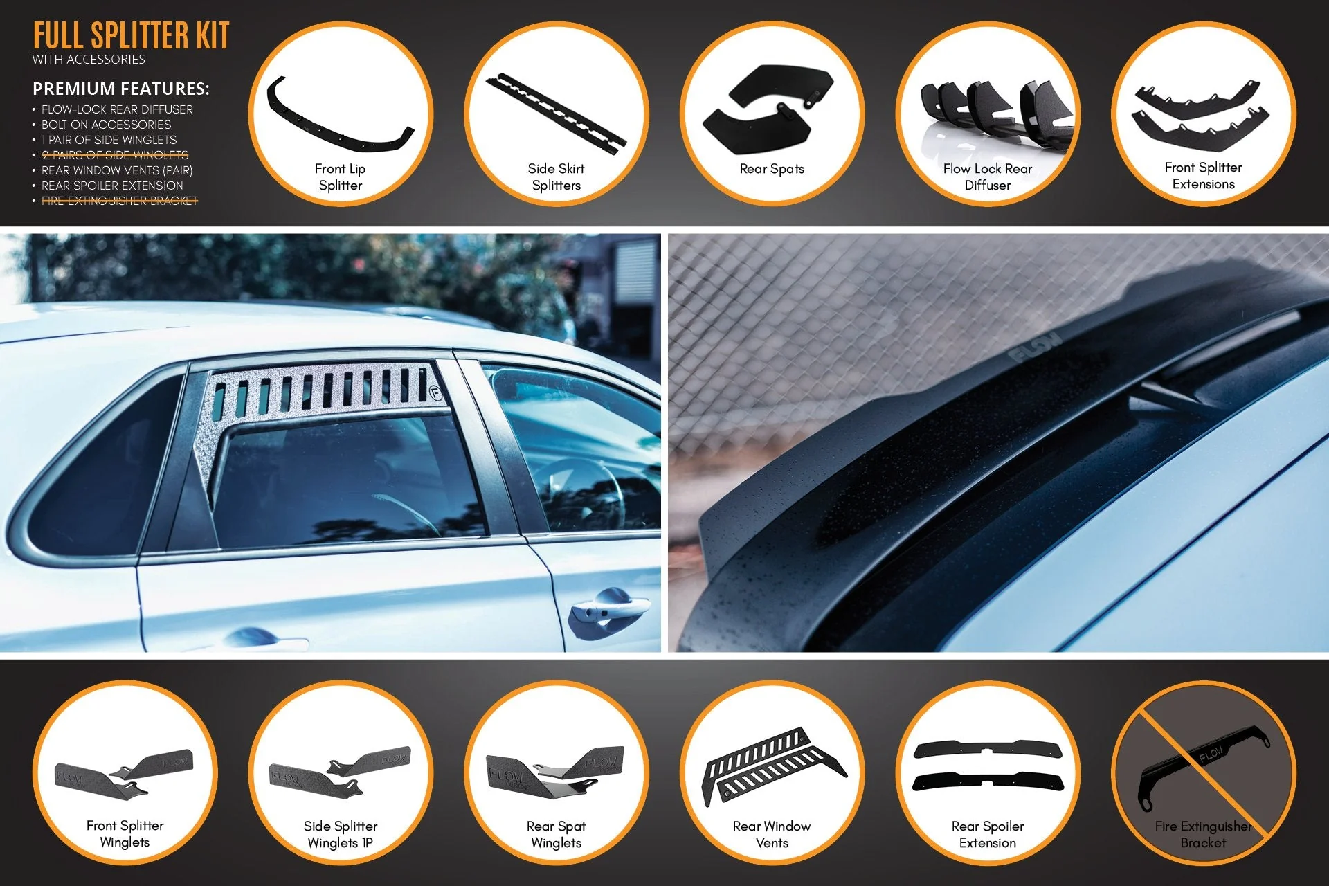 Flow Designs Hyundai i30N Hatch PD (2018-2020) Full Lip Splitter Set - Image 14