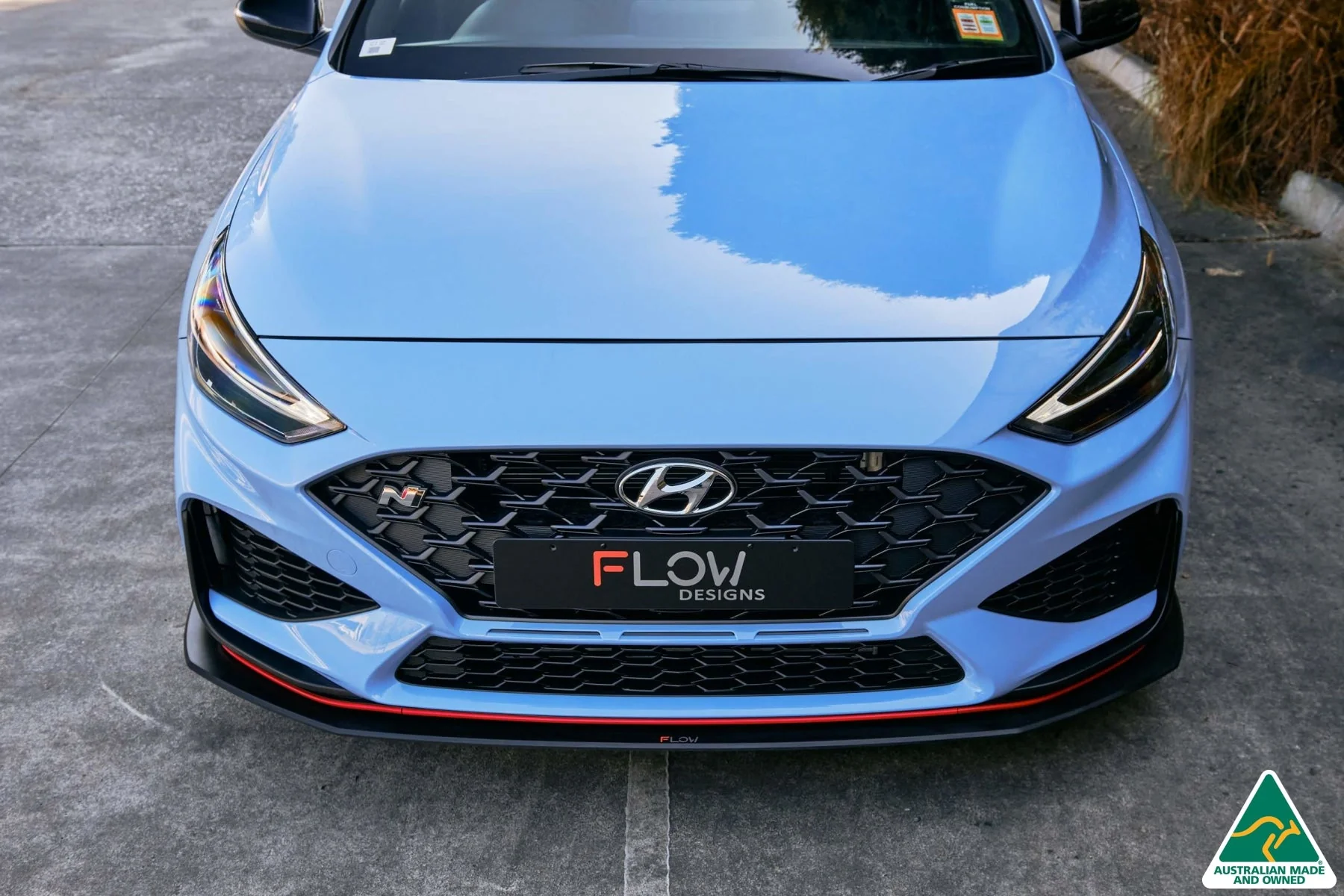 Flow Designs i30N Hatch PD FL (2021) Front Lip Splitter & Reinforcement Brackets [GLOSS BLACK] - Image 2