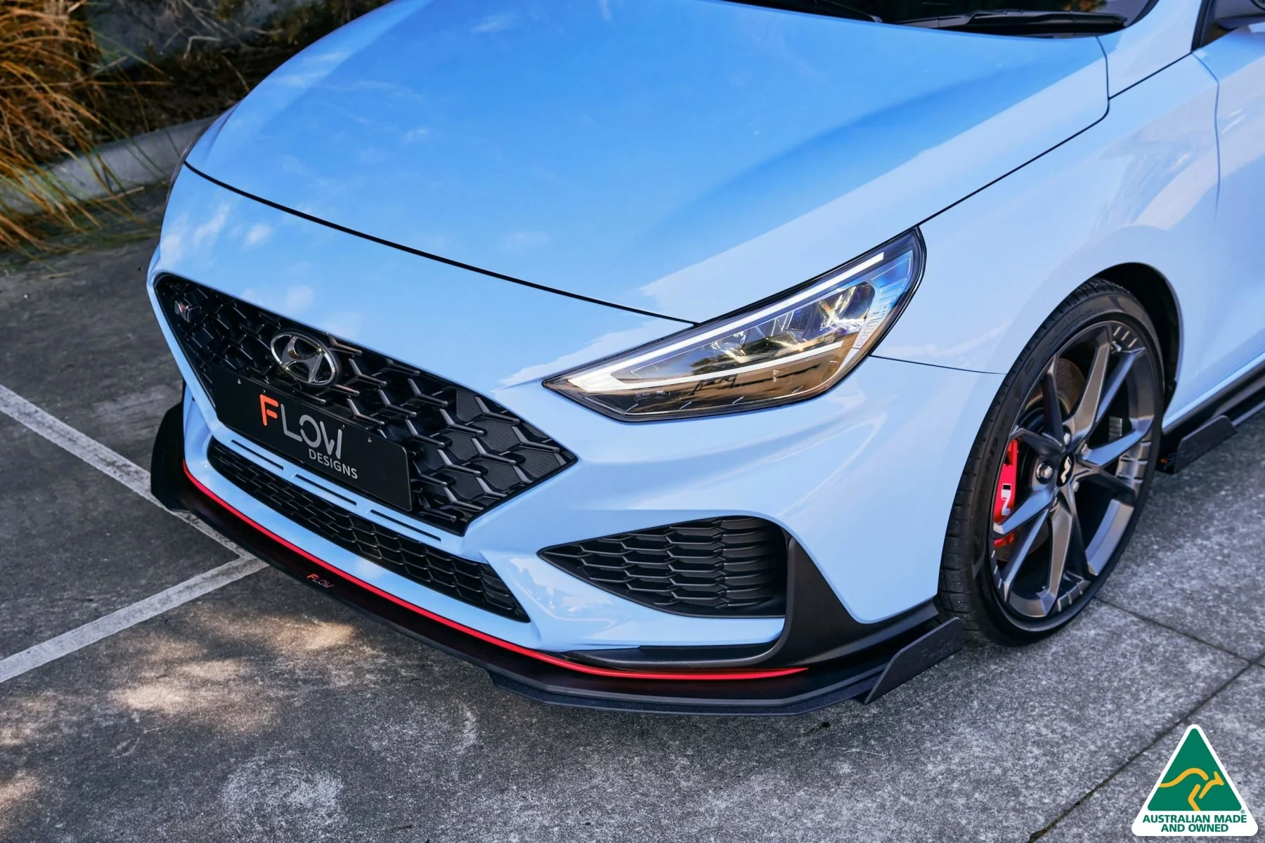 Flow Designs i30N Hatch PD FL (2021) Front Lip Splitter & Reinforcement Brackets [GLOSS BLACK] - Image 7