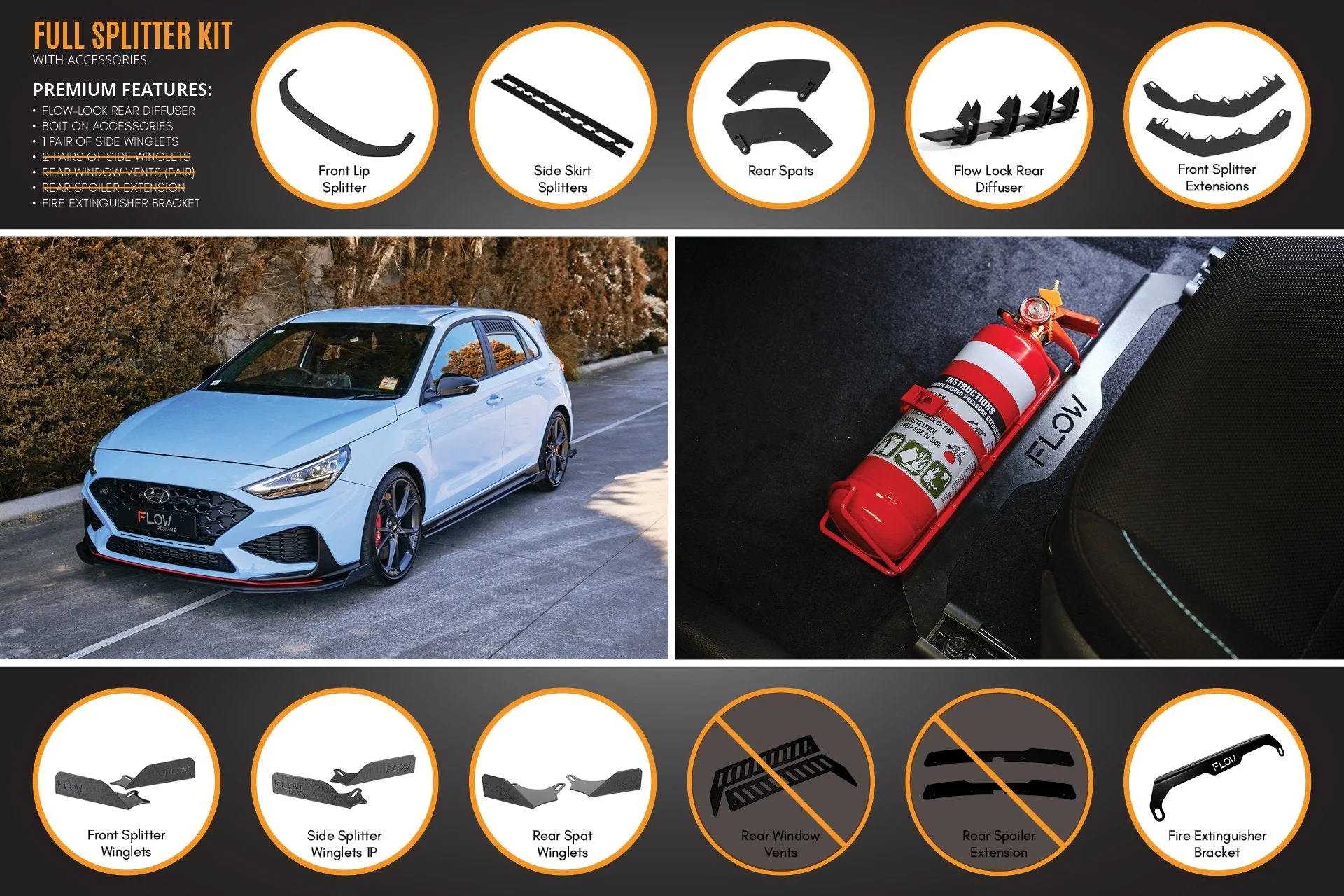 Flow Designs Hyundai i30N Hatch PD FL (2021) Full Lip Splitter Set - Image 13