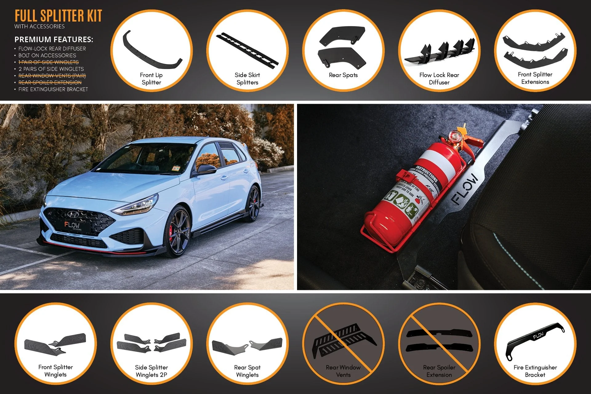 Flow Designs Hyundai i30N Hatch PD FL (2021) Full Lip Splitter Set - Image 21