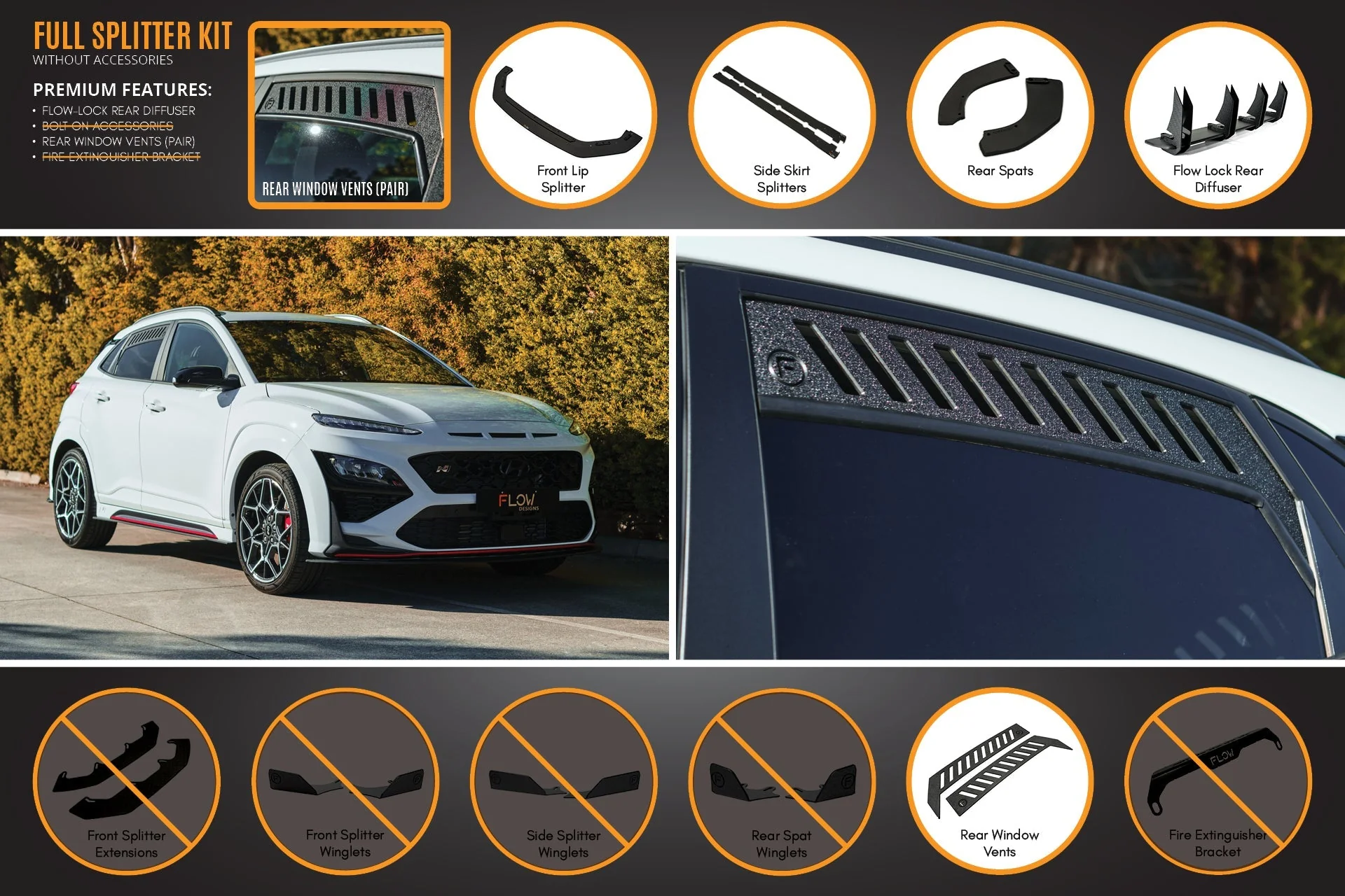 Flow Designs Hyundai Kona N Full Lip Splitter Set - Image 3