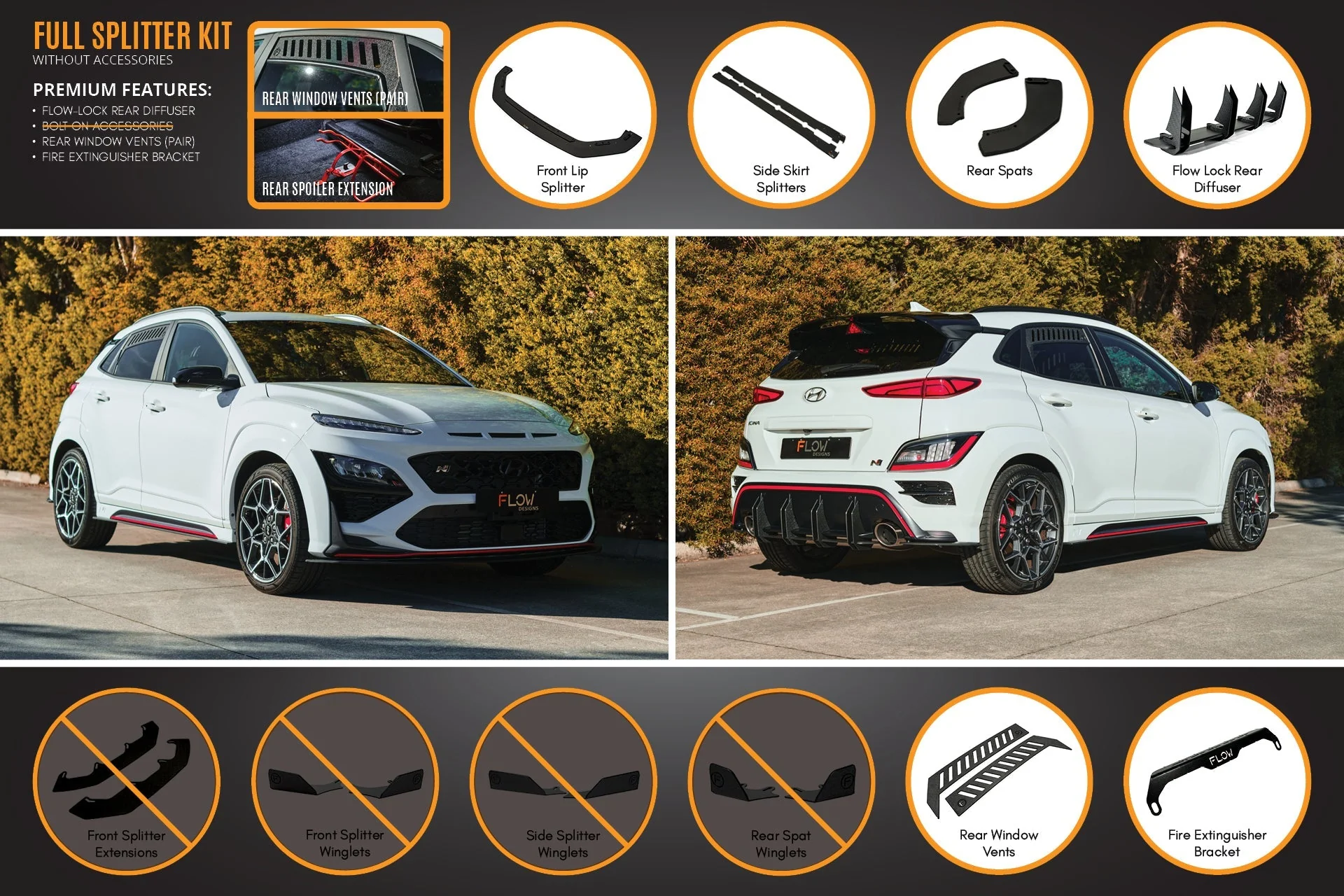 Flow Designs Hyundai Kona N Full Lip Splitter Set - Image 5