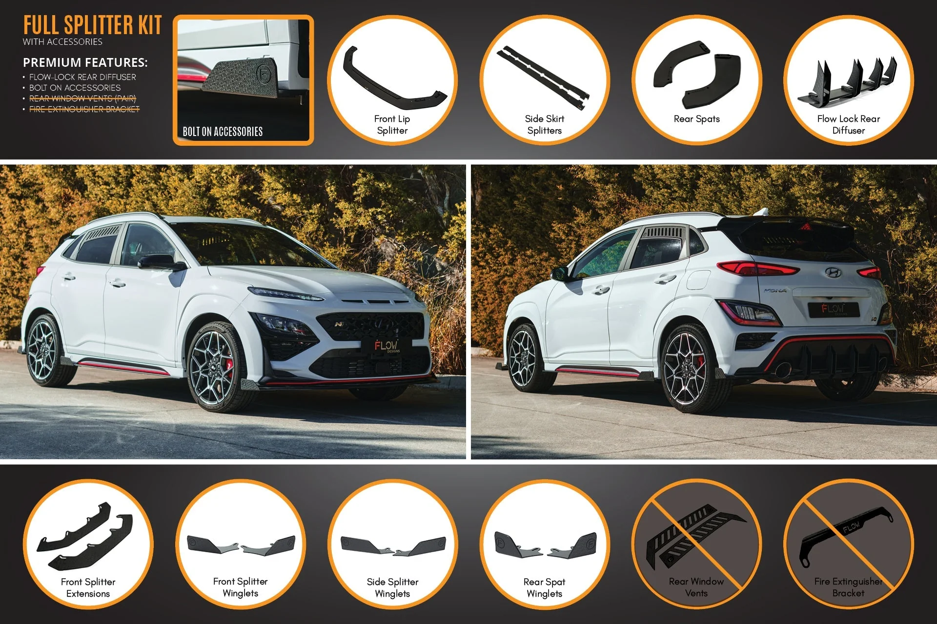 Flow Designs Hyundai Kona N Full Lip Splitter Set - Image 6