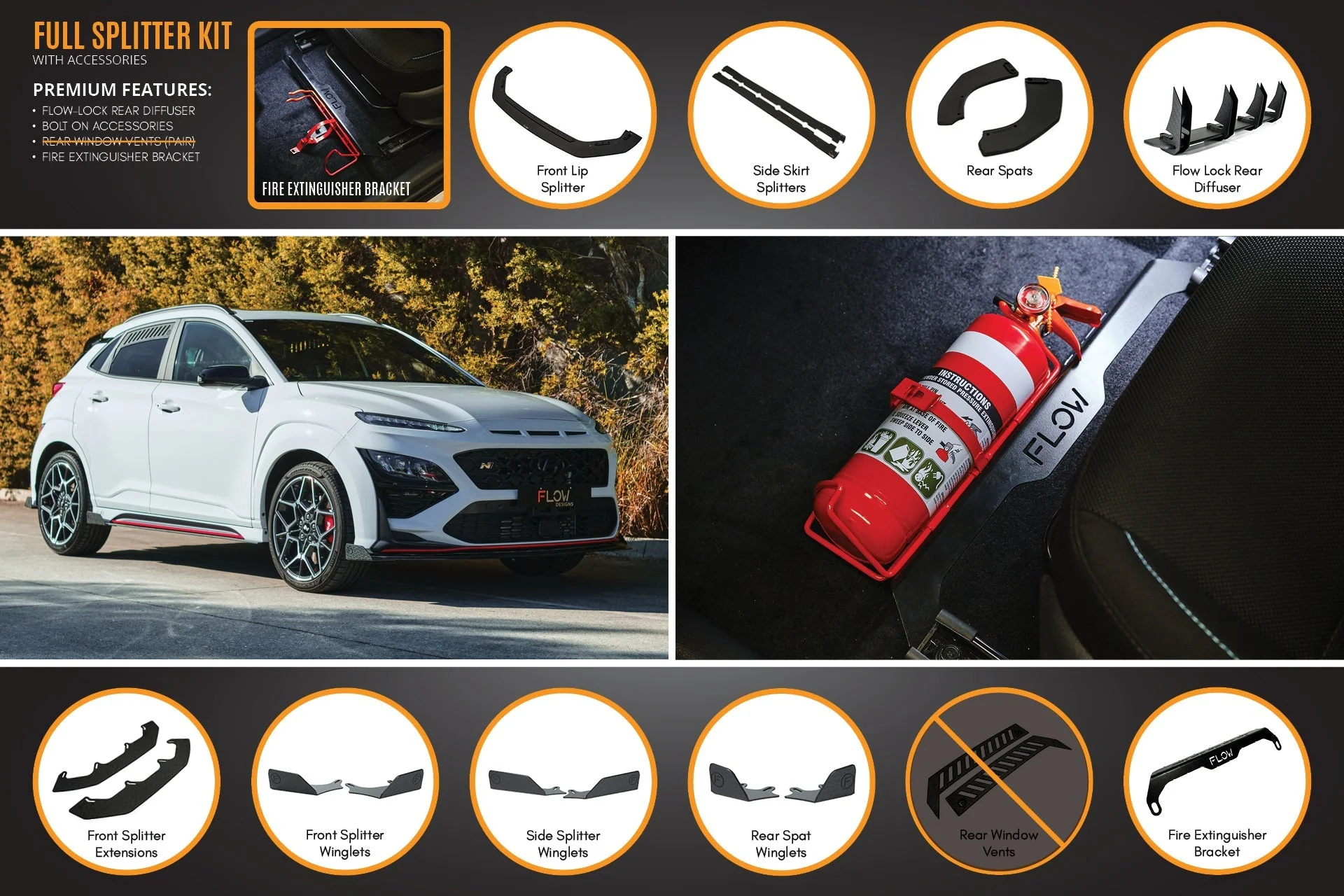 Flow Designs Hyundai Kona N Full Lip Splitter Set - Image 8