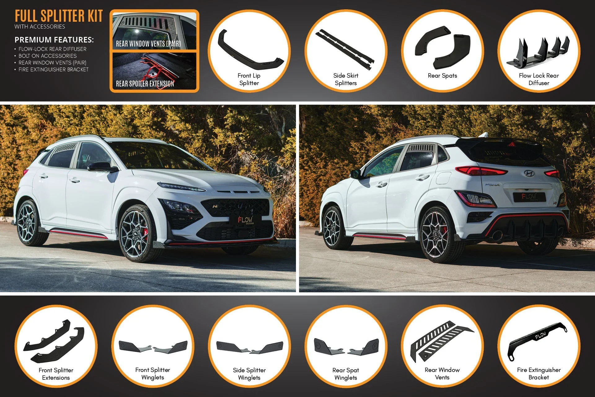 Flow Designs Hyundai Kona N Full Lip Splitter Set - Image 9
