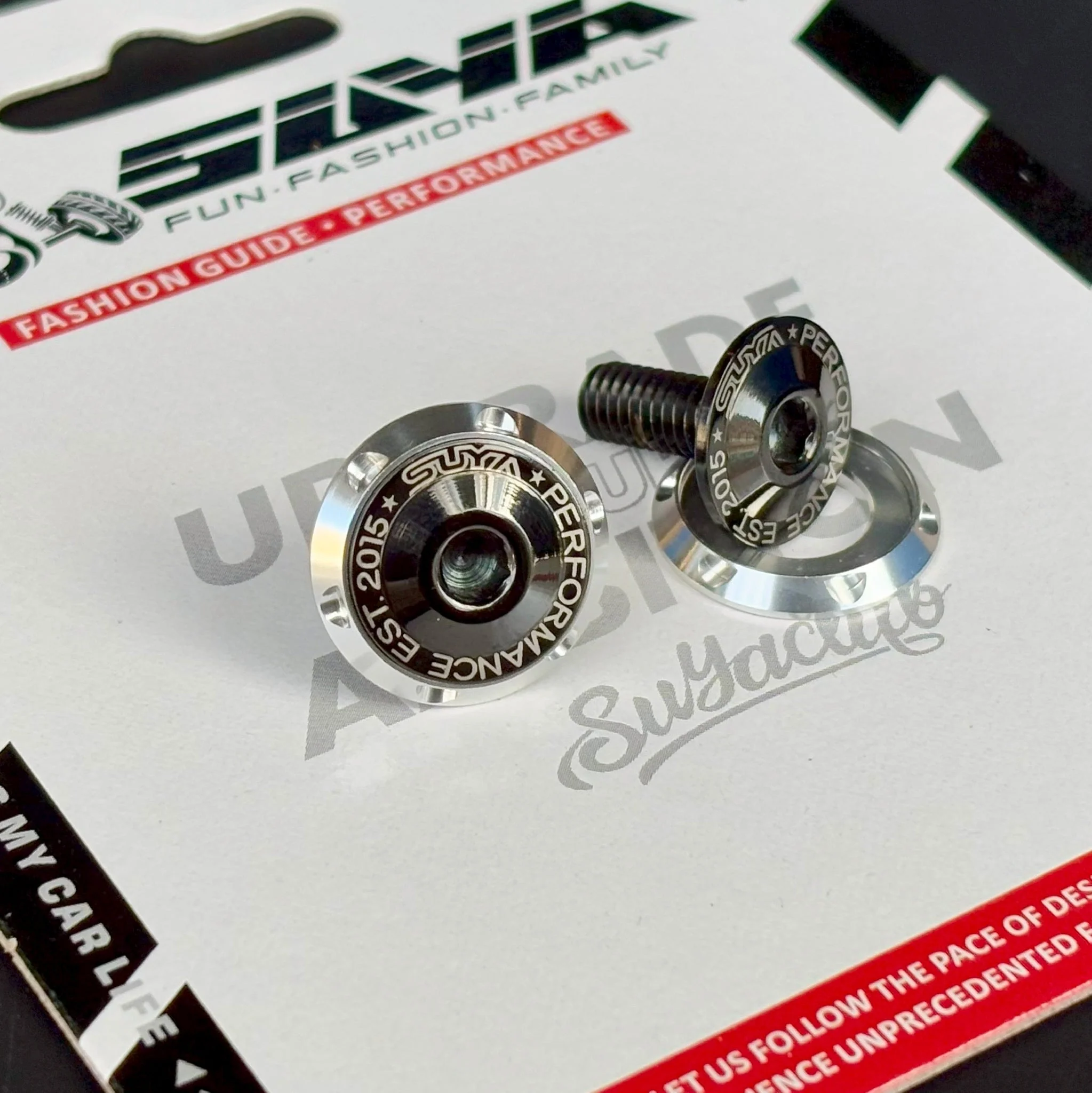 SUYA Engine Bay - CNC M6 Dress Up Washer & Bolt (V1) - Black & Blue Bolts - Image 3