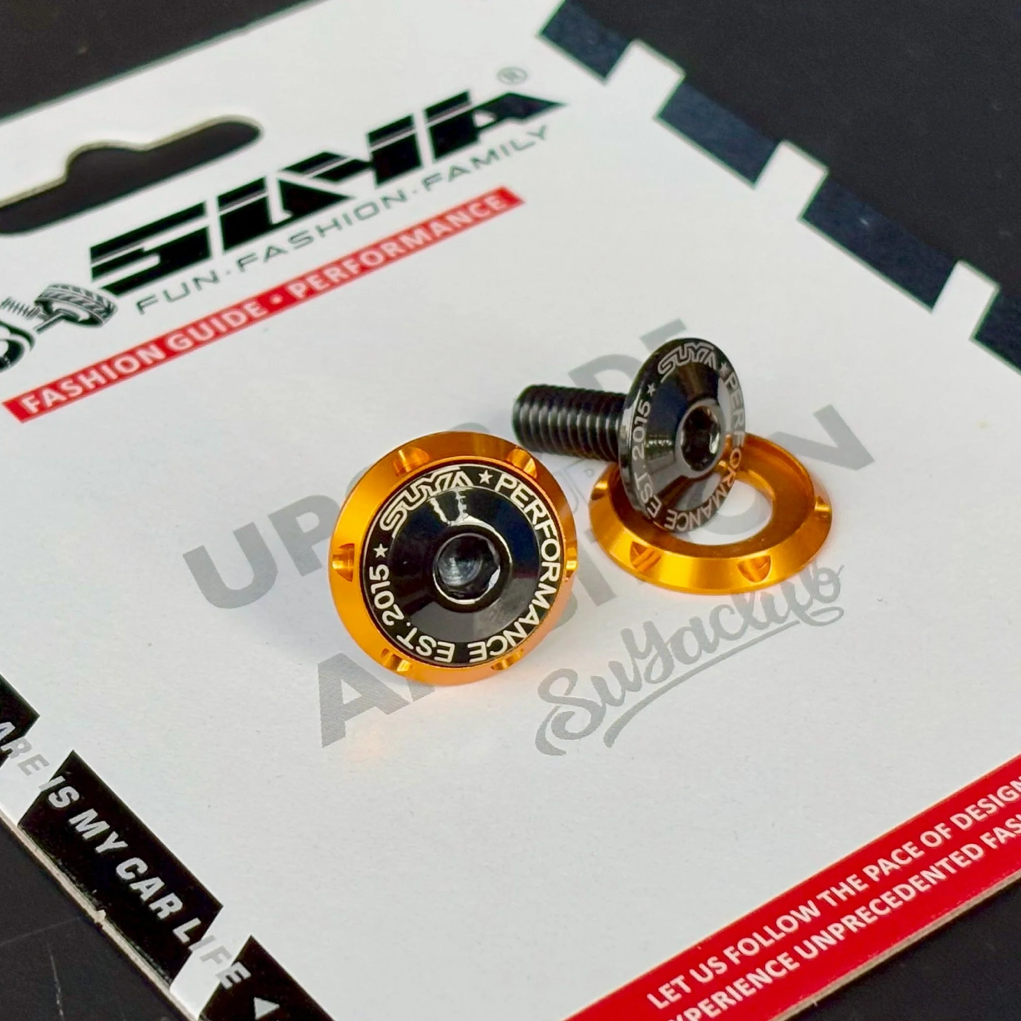SUYA Engine Bay - CNC M6 Dress Up Washer & Bolt (V1) - Black & Blue Bolts - Image 5
