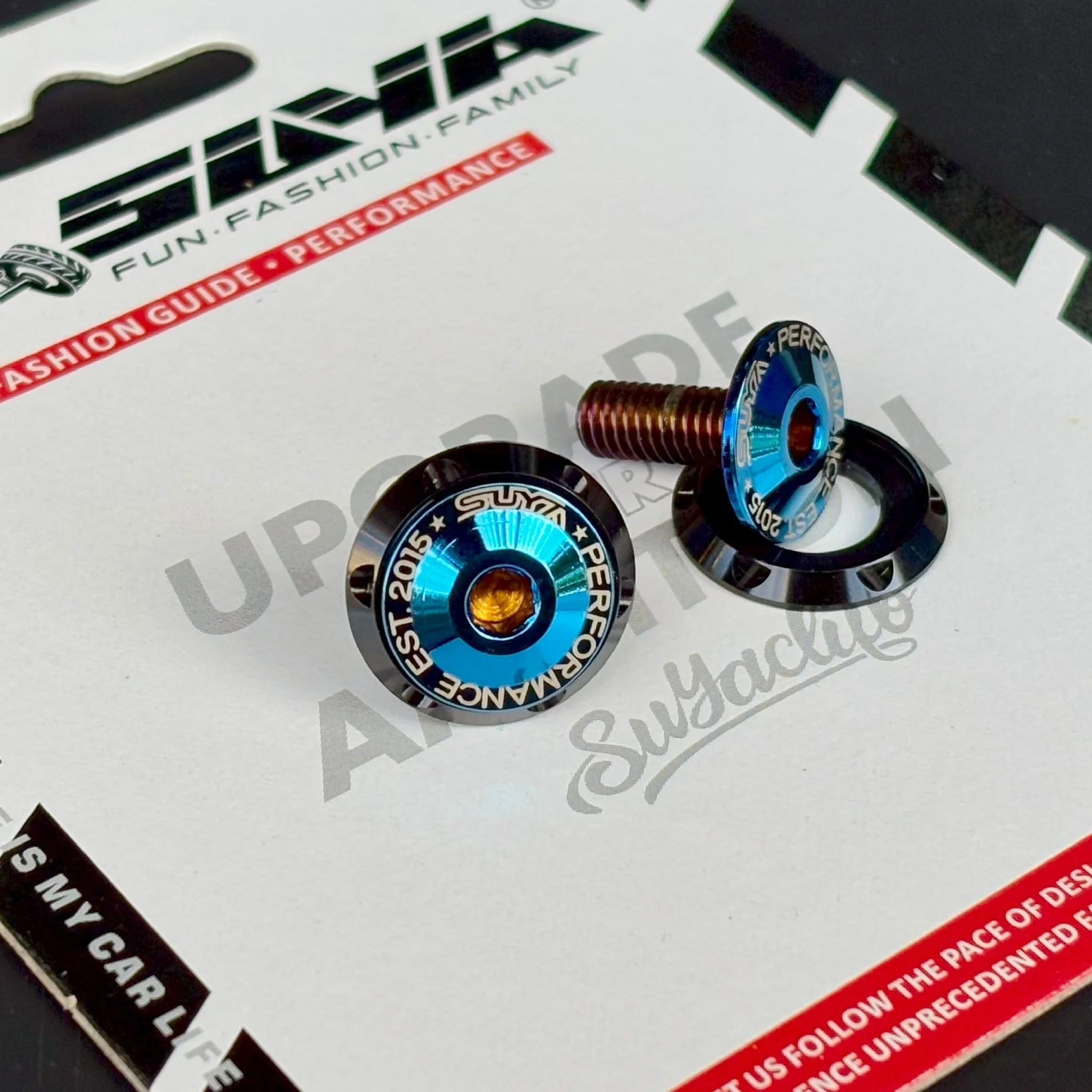 SUYA Engine Bay - CNC M6 Dress Up Washer & Bolt (V1) - Black & Blue Bolts - Image 6