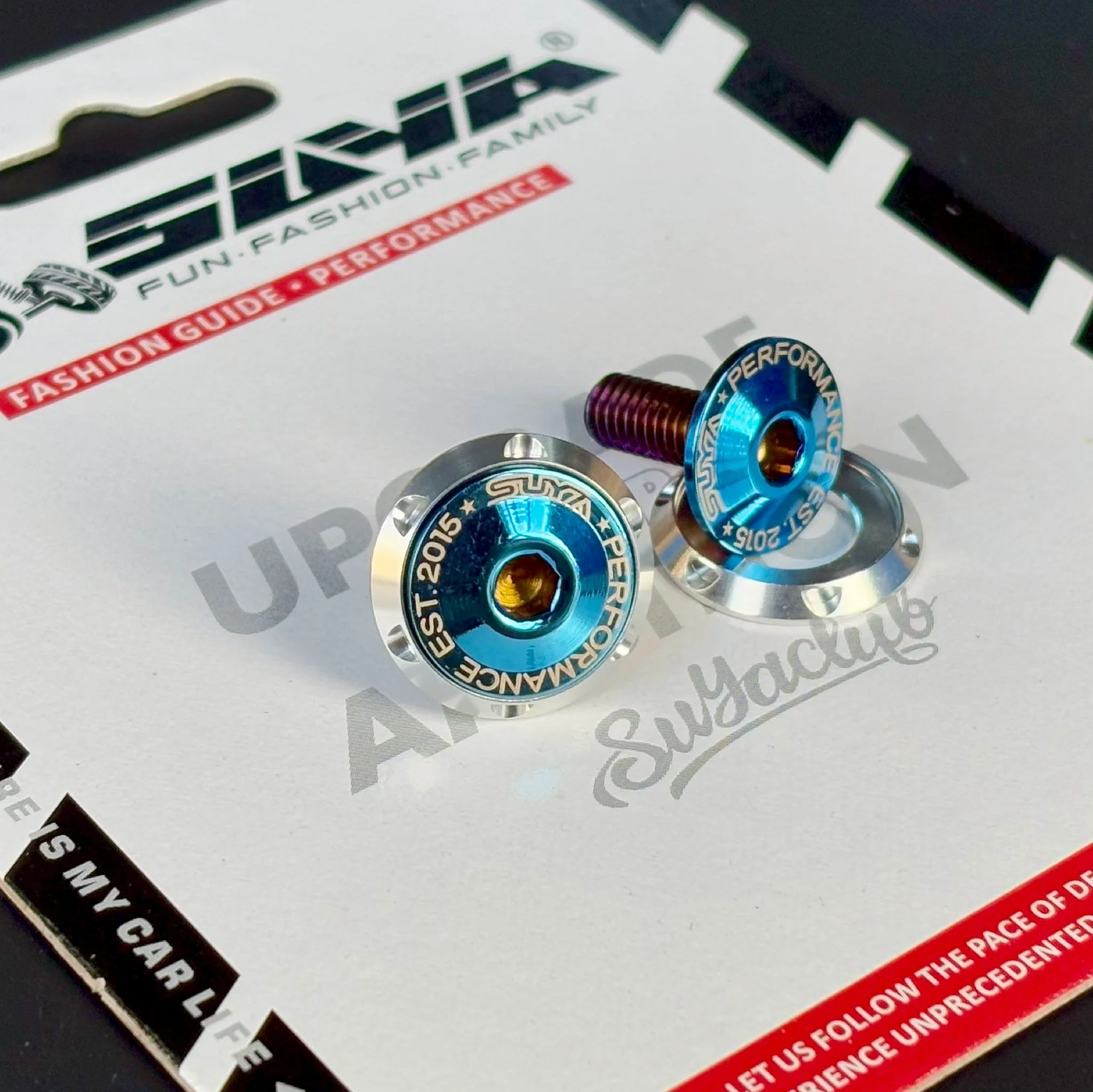 SUYA Engine Bay - CNC M6 Dress Up Washer & Bolt (V1) - Black & Blue Bolts - Image 7
