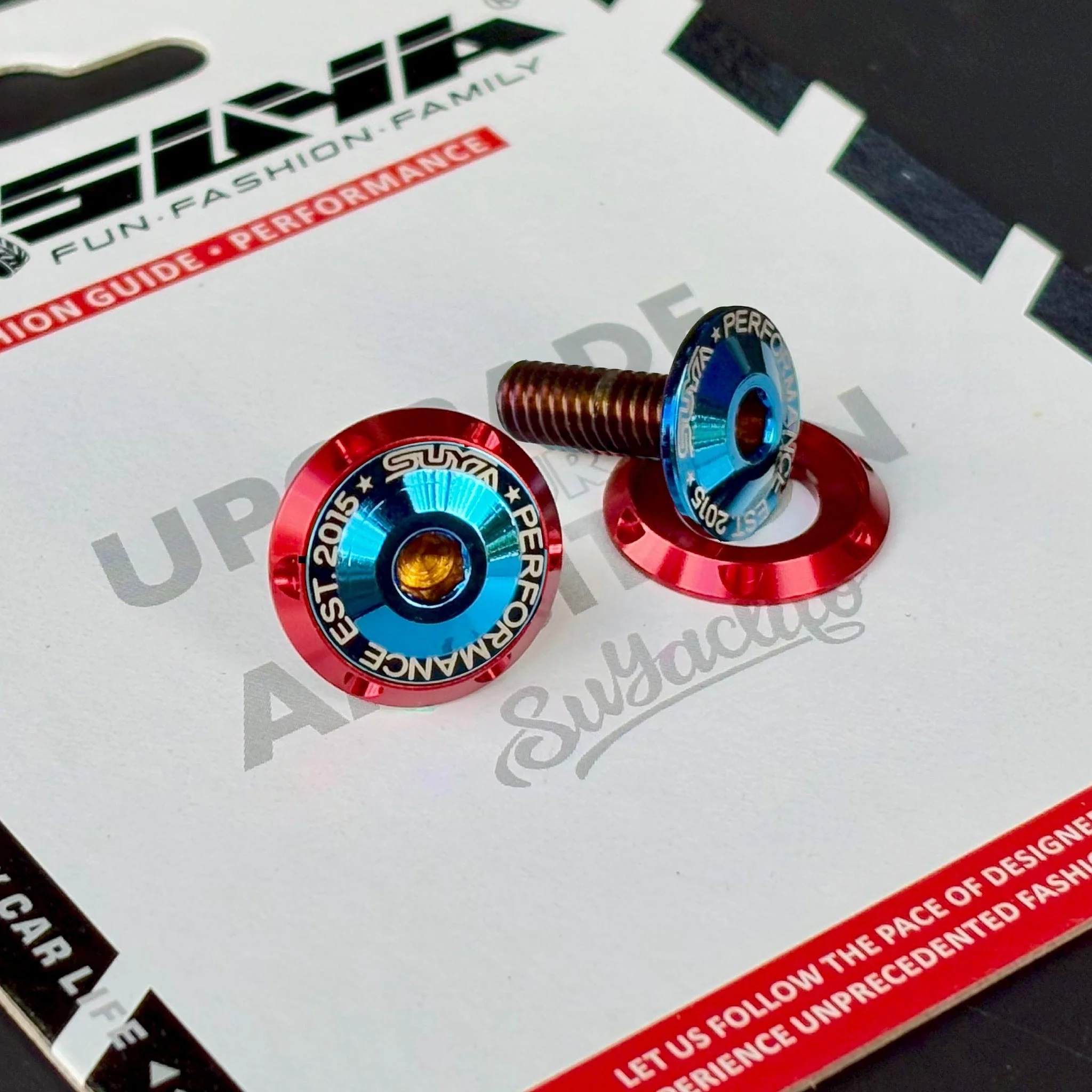 SUYA Engine Bay - CNC M6 Dress Up Washer & Bolt (V1) - Black & Blue Bolts - Image 8