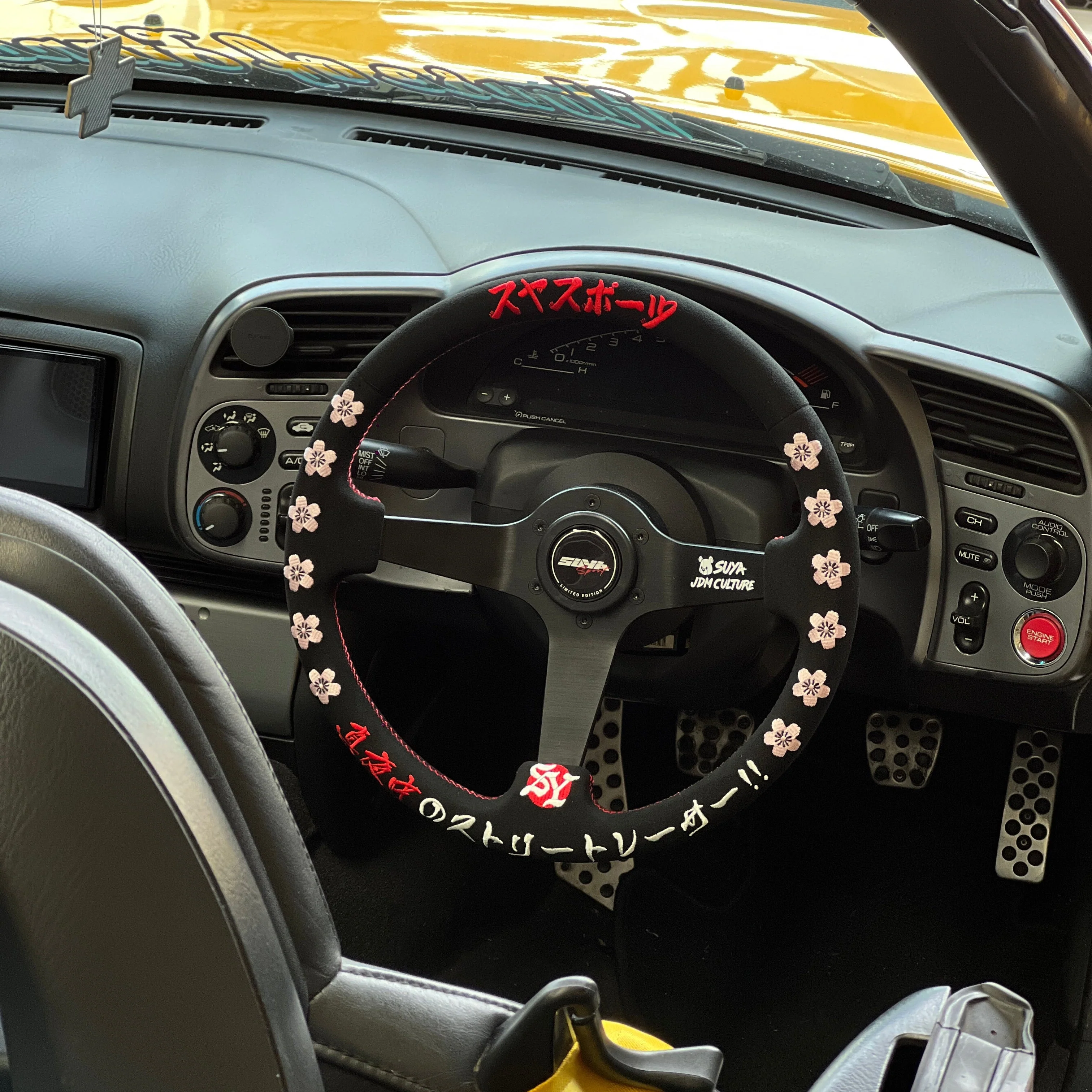 SUYA Steering - Premium Suede Racing Steering Wheel with Horn Button - "JDM Culture" - Image 2