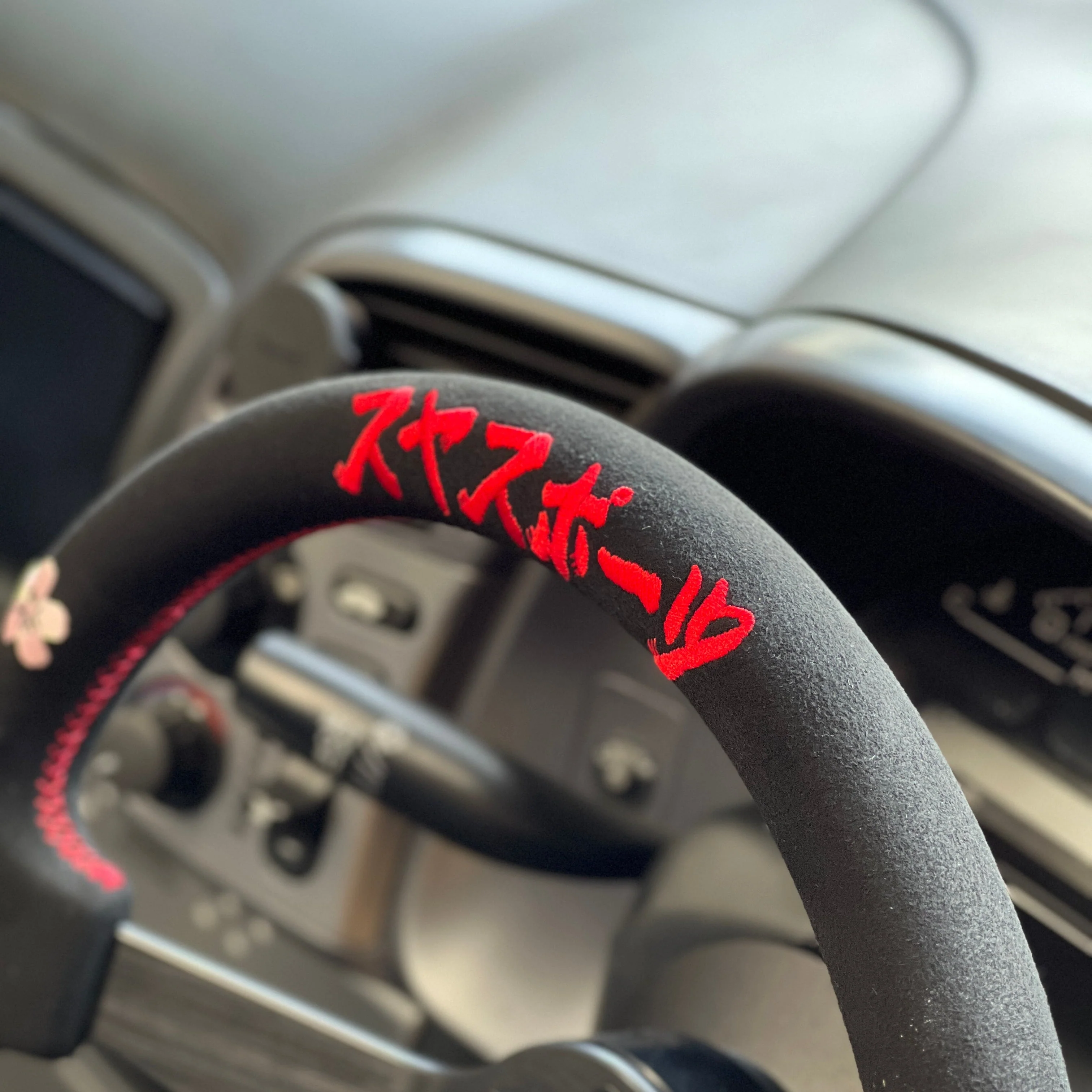 SUYA Steering - Premium Suede Racing Steering Wheel with Horn Button - "JDM Culture" - Image 3