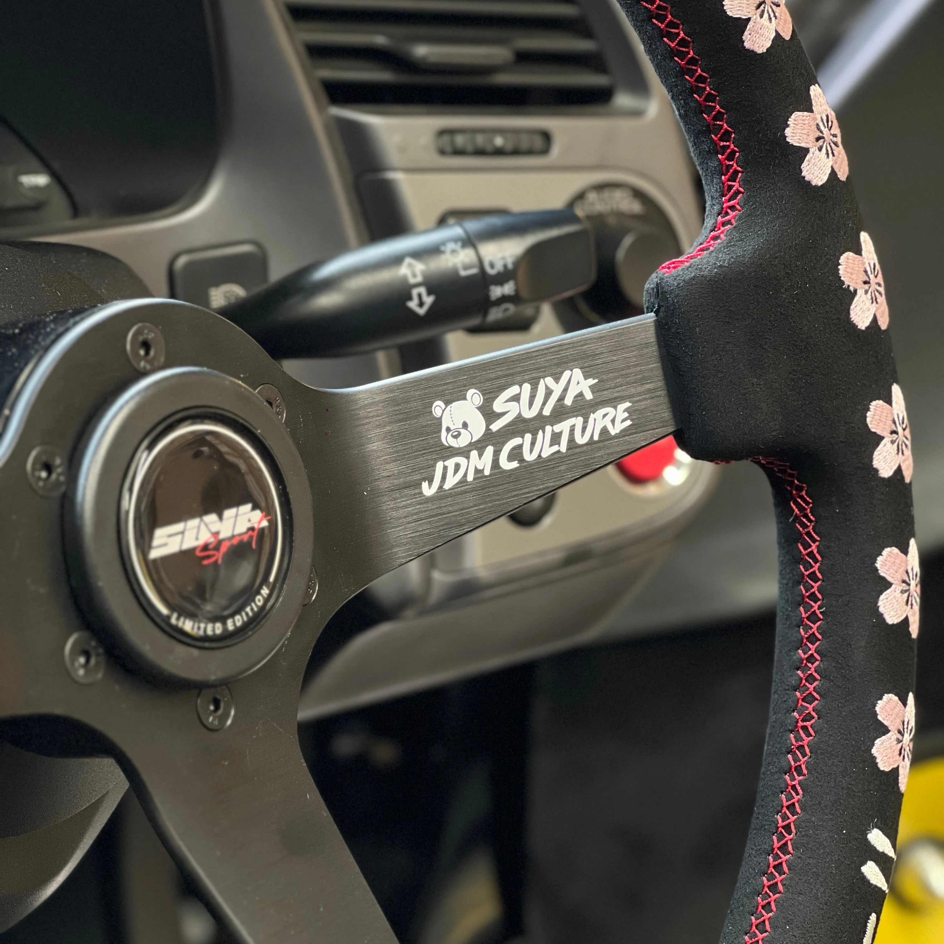 SUYA Steering - Premium Suede Racing Steering Wheel with Horn Button - "JDM Culture" - Image 5