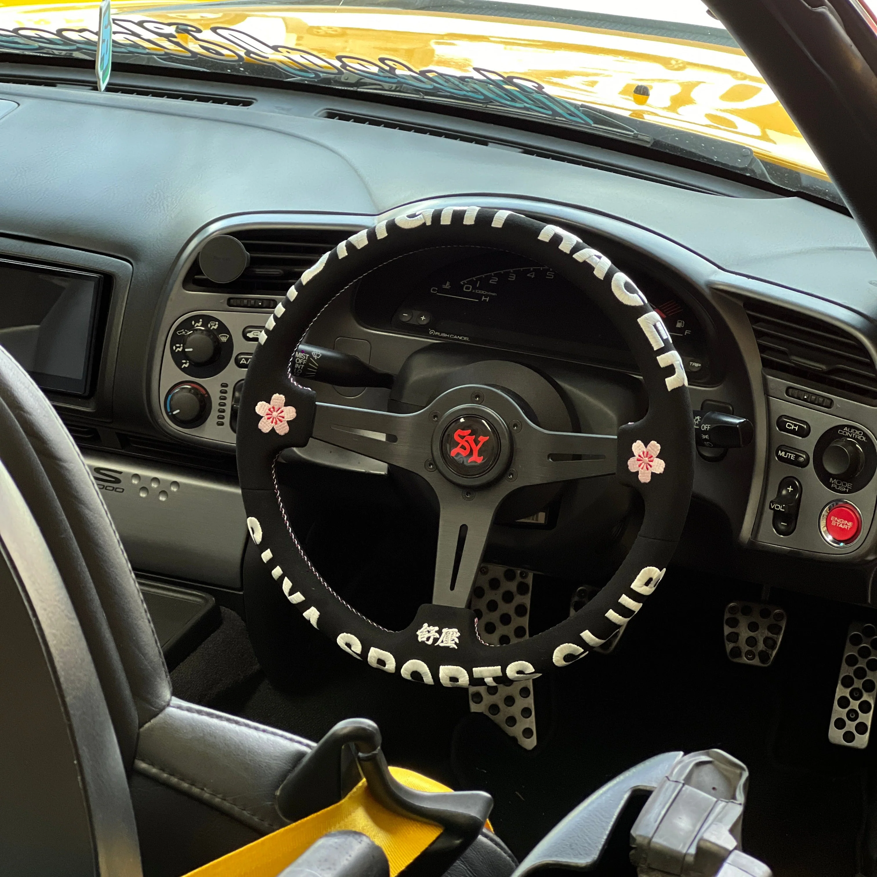 SUYA Steering - Premium Suede Racing Steering Wheel with Horn Button - "Midnight Racer" - Image 2